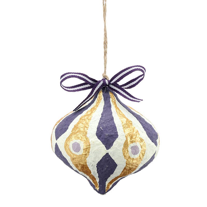 Paper - Mache Ornaments - Lilac - Set of 4