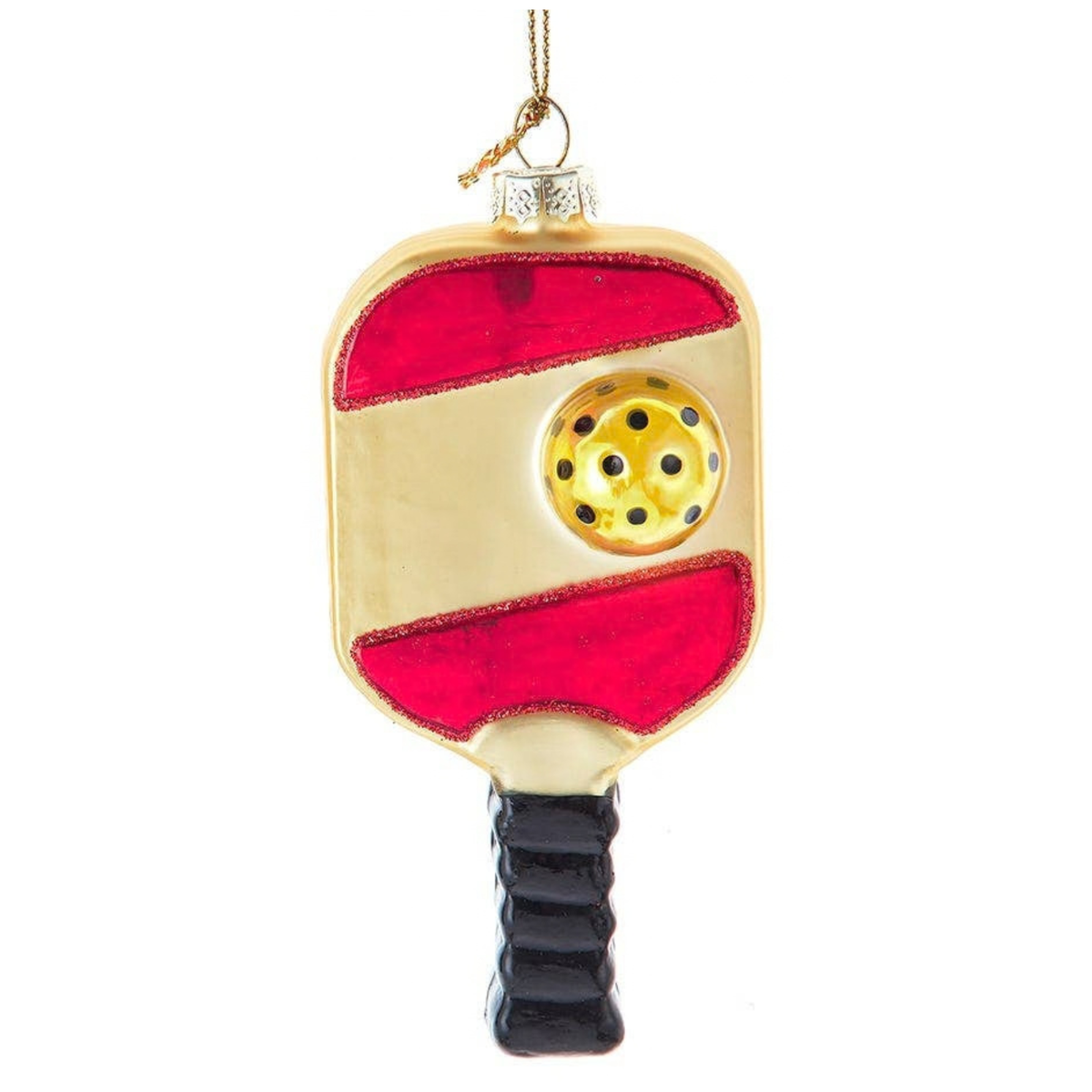Glass Red Pickleball Ornament