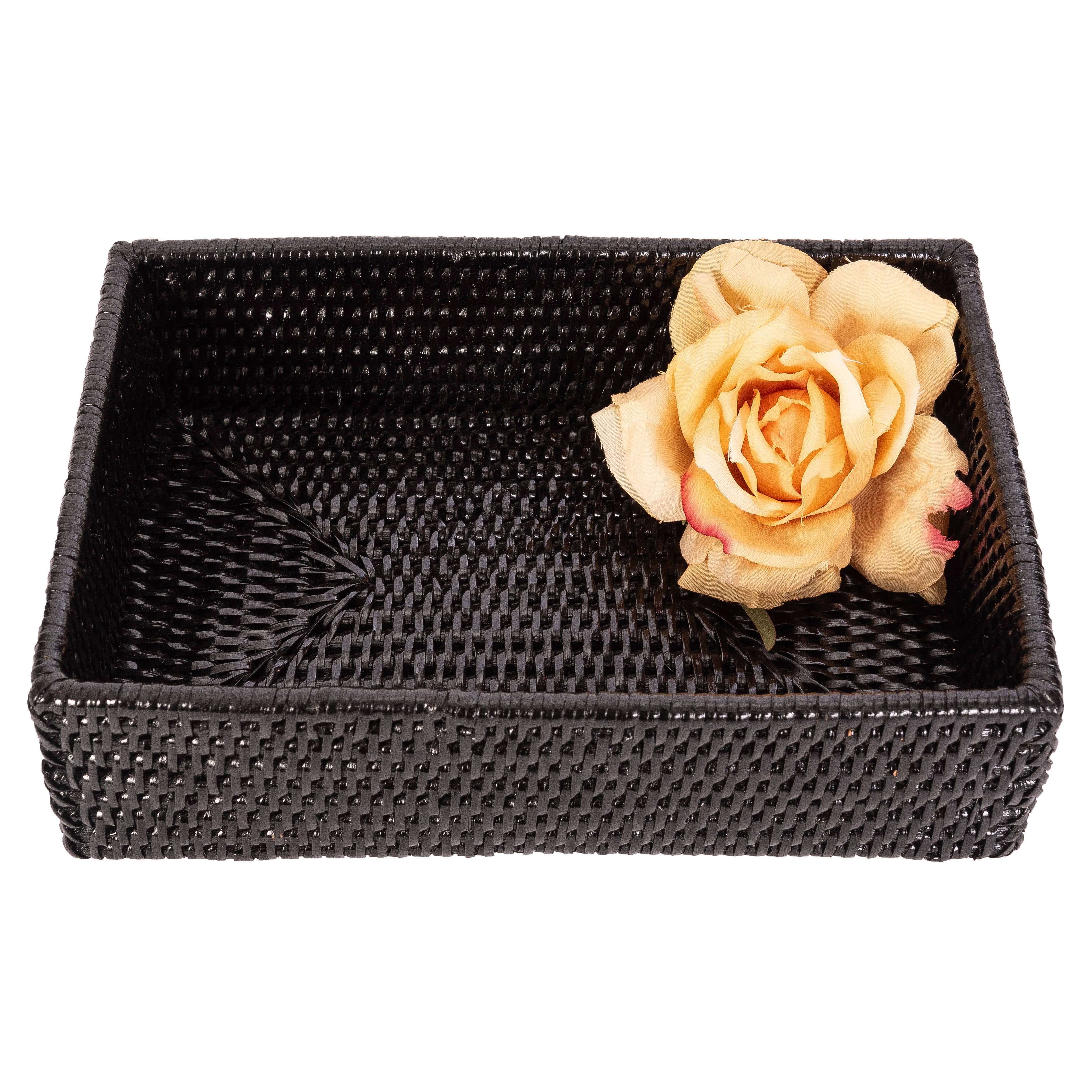 Rattan Guest Towel - Rectangular Napkin Holder: Tudor Black