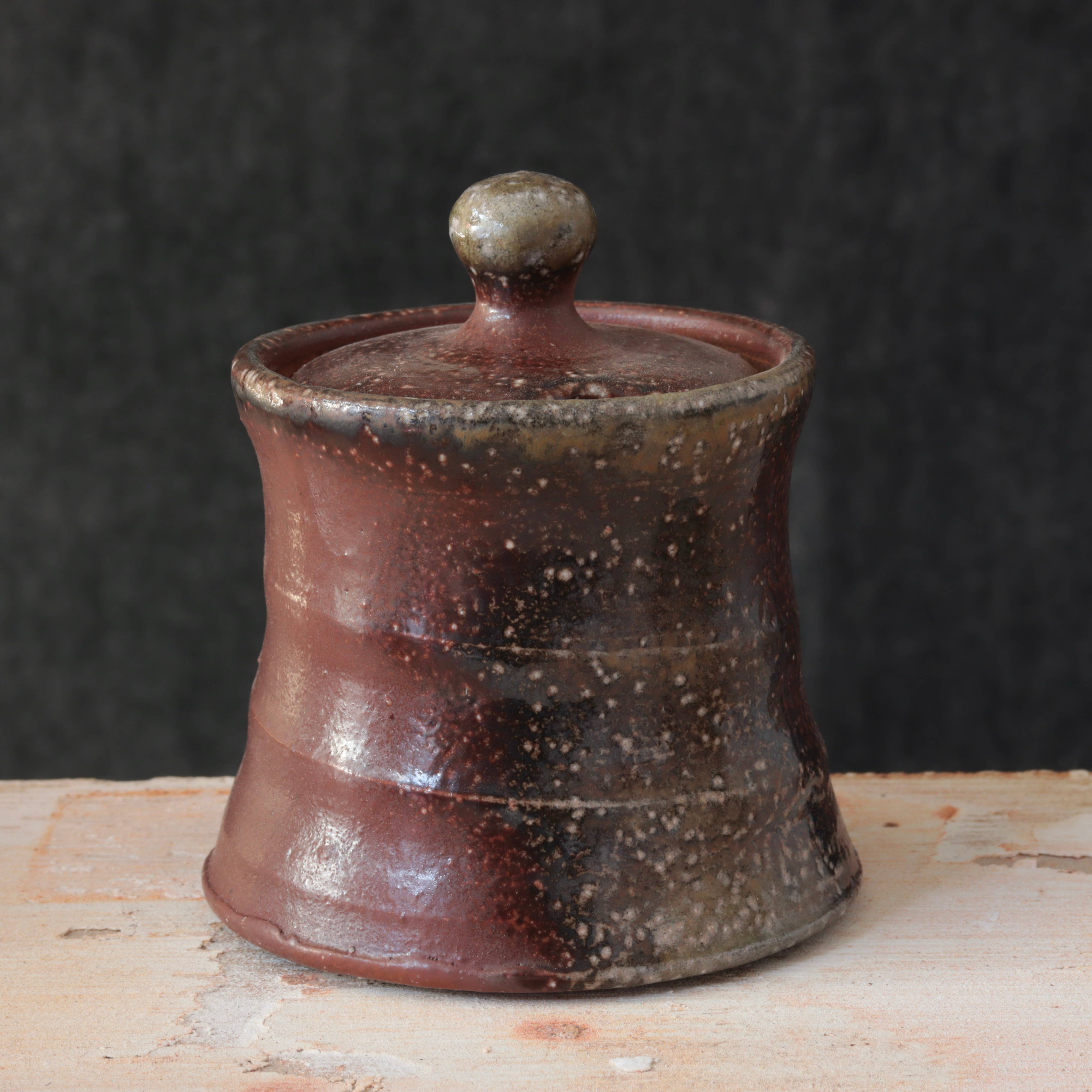 Soda-Fired Sugar Jars Hourglass Shape Dark