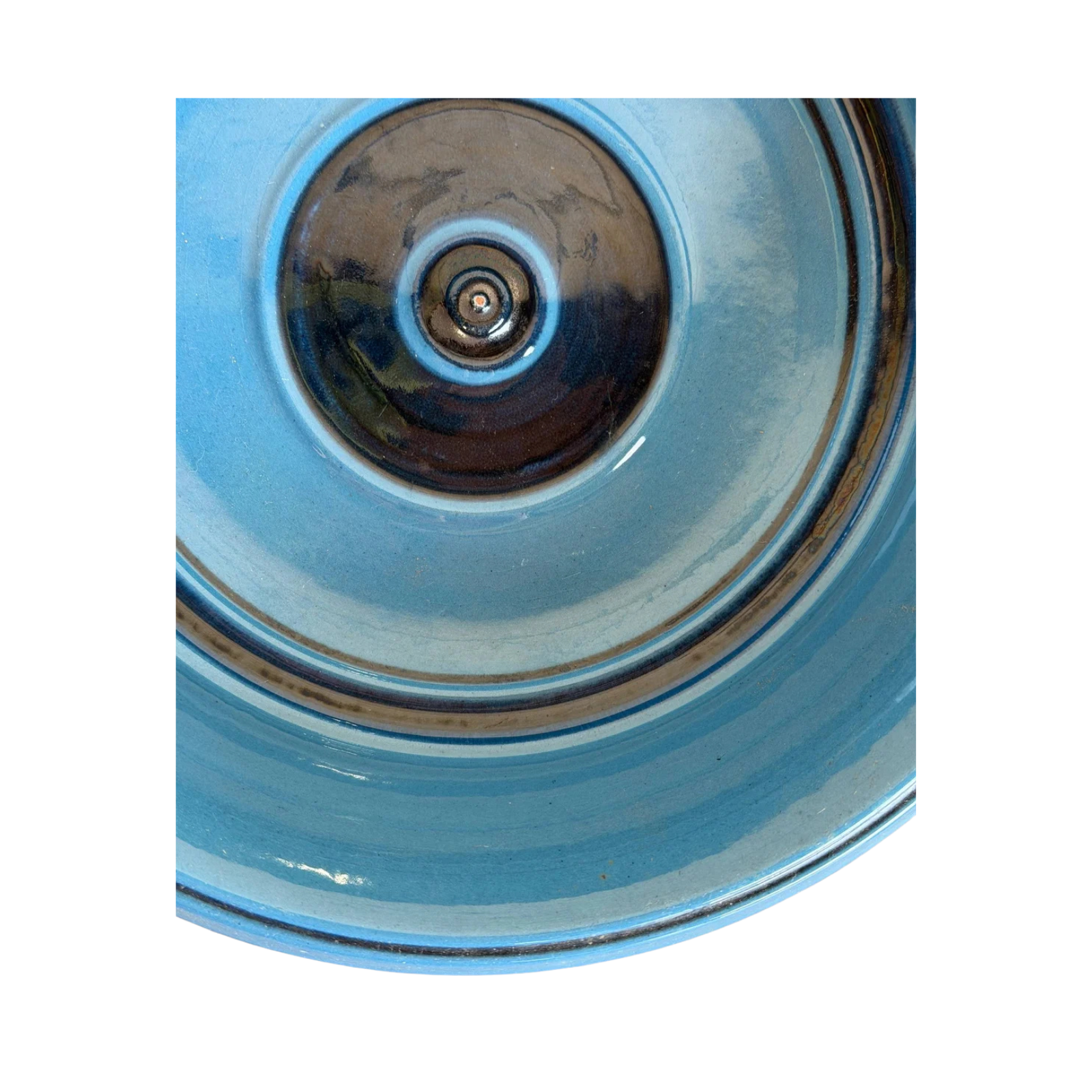 Knabstrup Keramik Blue Ceramic Bowl Deep Glossy Azure Denmark Mid-Century Modern 1960s
