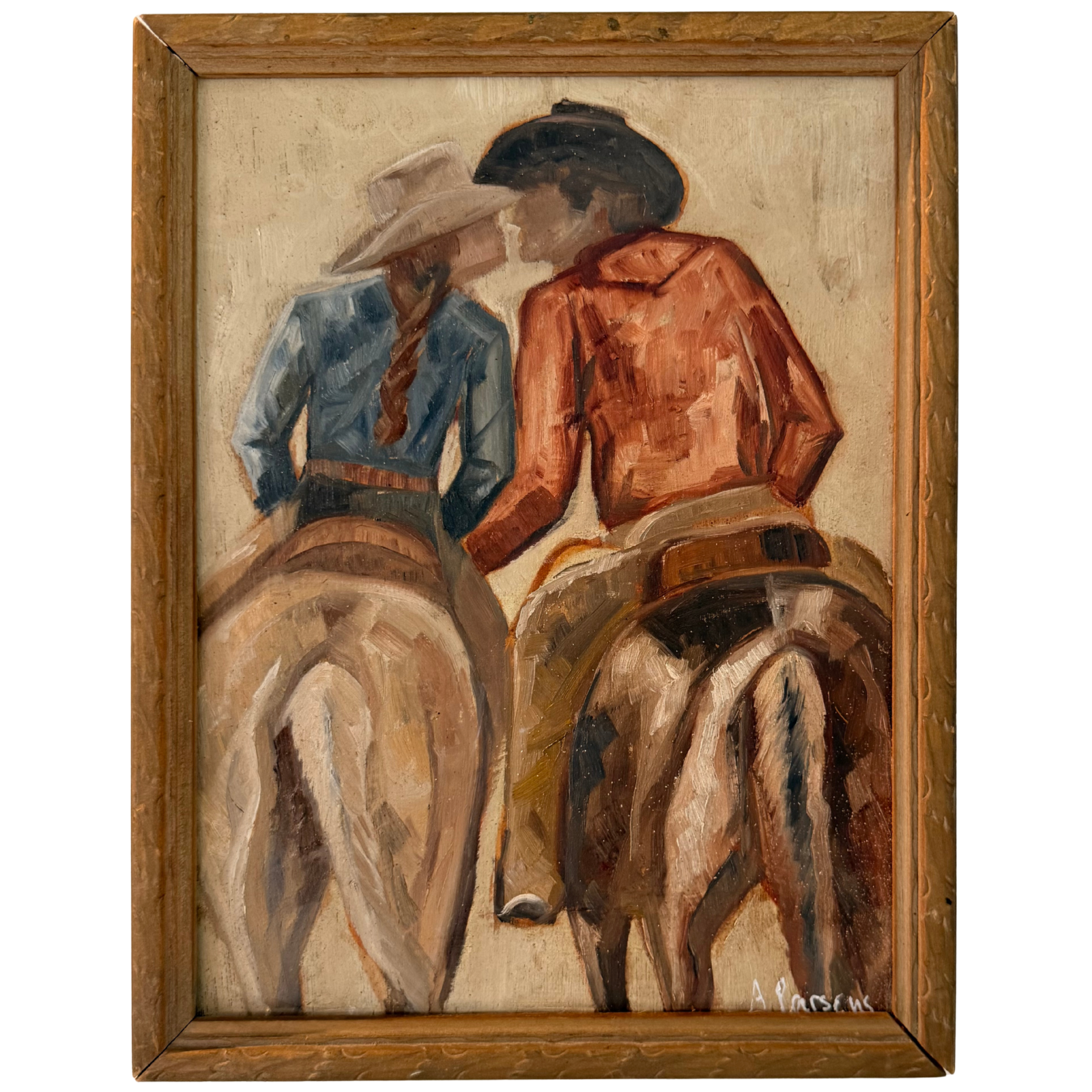 Alison Parsons, Cowboy and Cowgirl in Vintage Frame, 10.25” x 13.25”