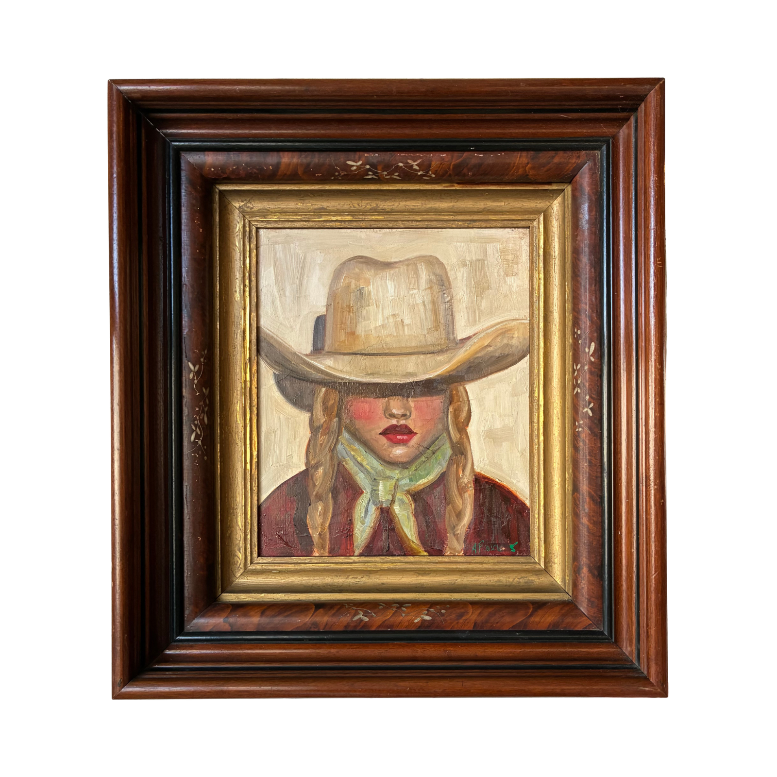 Alison Parsons, Cowgirl in a Vintage Eastlake Frame, 17.5” x 19.5”