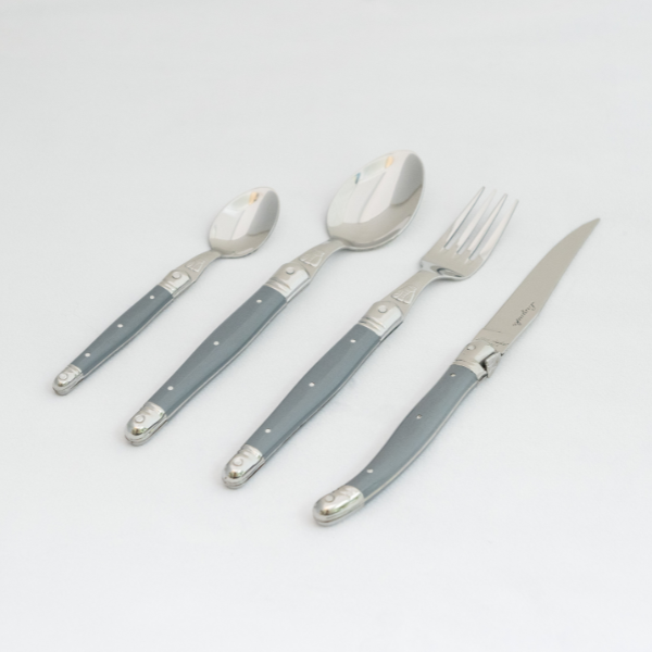 Jean Dubost 24 Pc Everyday Flatware Set Gray