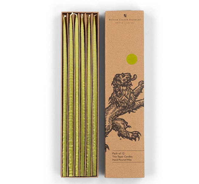 Thin Taper Candles - Olive Green
