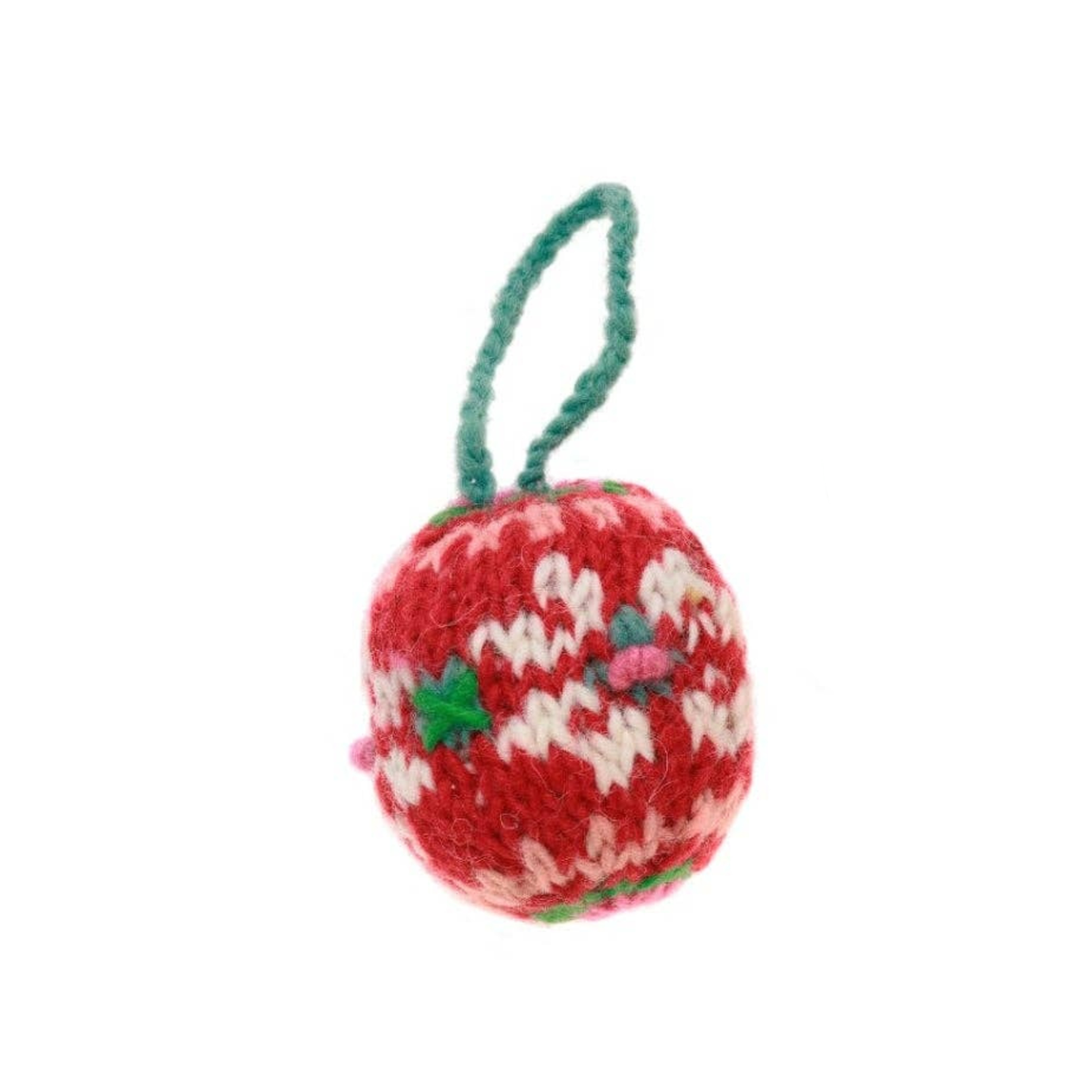 Heirloom Knit Ball Ornaments, Red