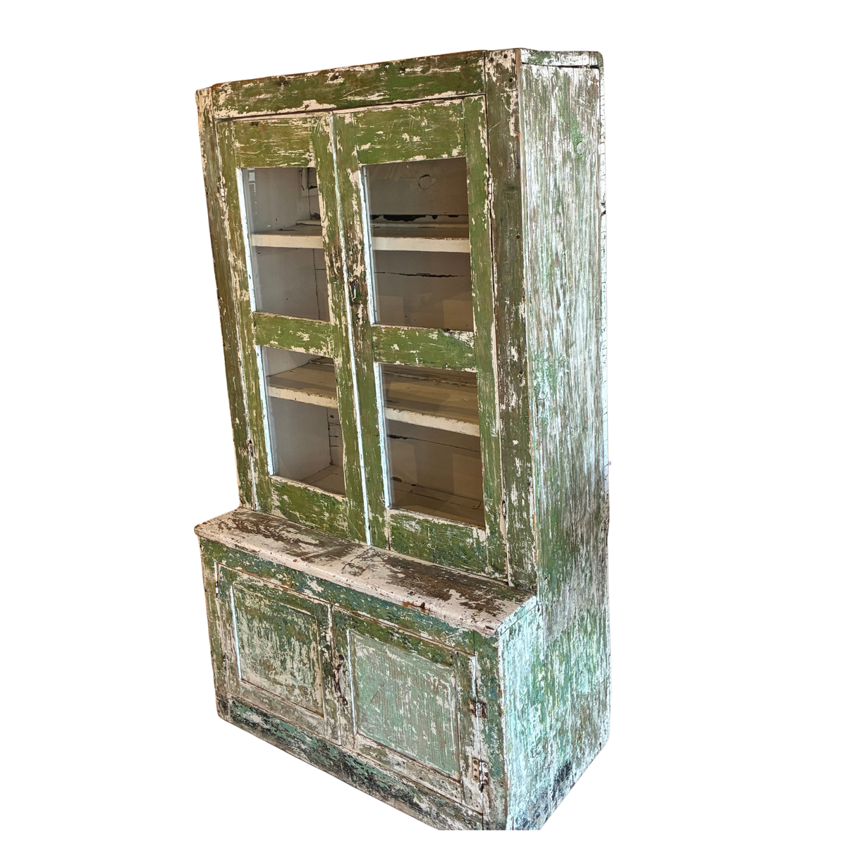 Antique Distressed Green Hutch