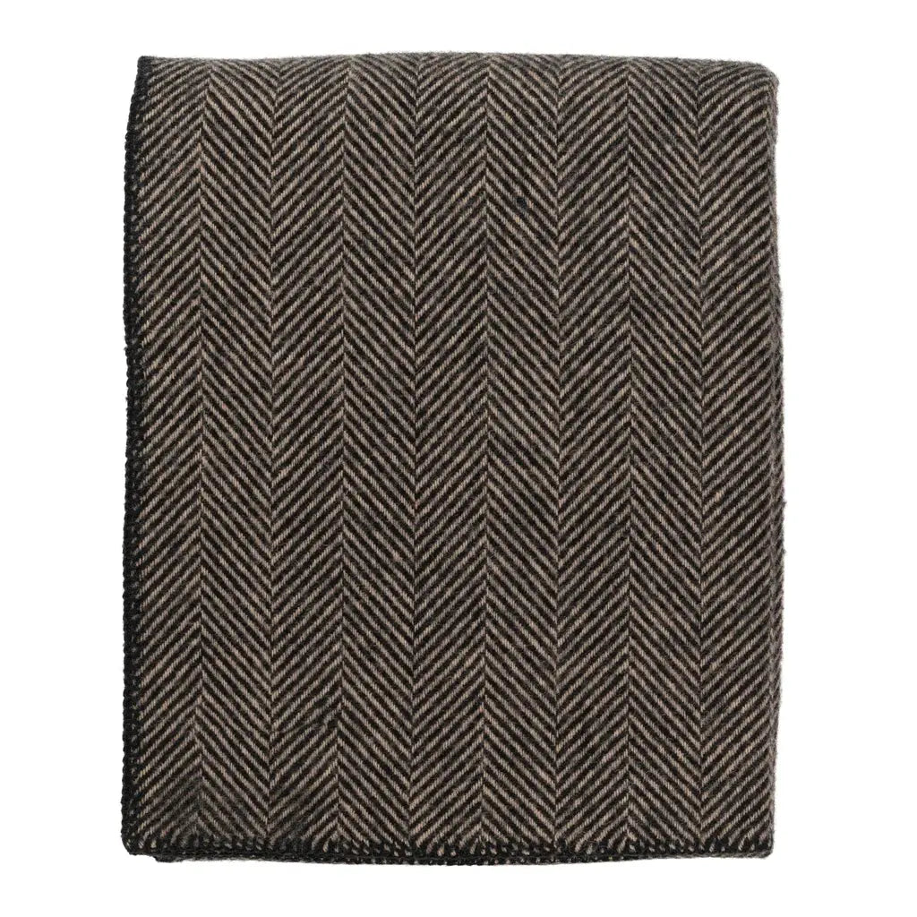 Highland Tweeds Wool BIG Throw ~ Black Herringbone ~