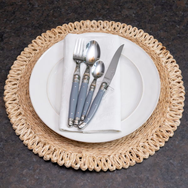 Jean Dubost 24 Pc Everyday Flatware Set Gray