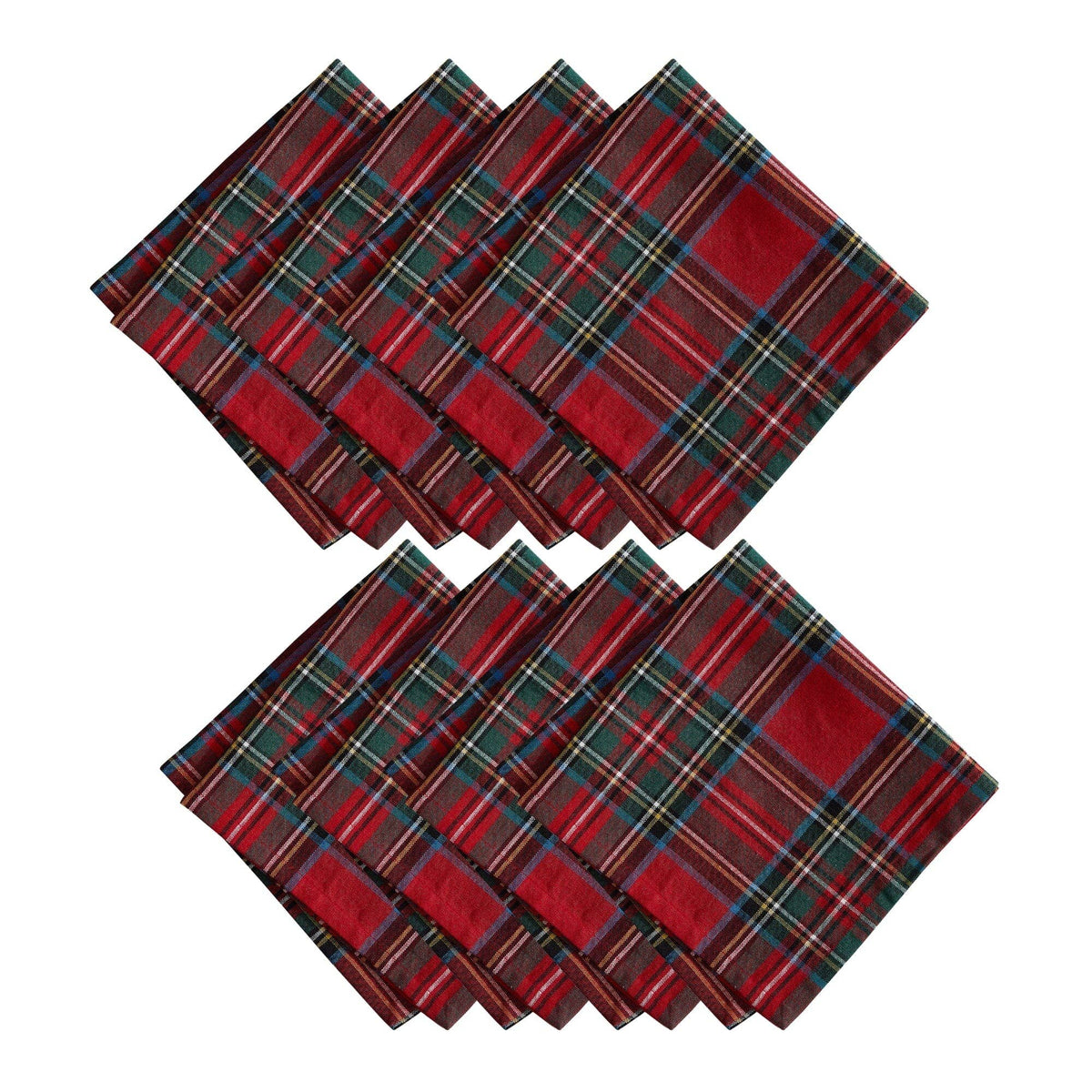 Stowe Tartan Holiday Plaid Cotton Napkins, Set of 8: Red