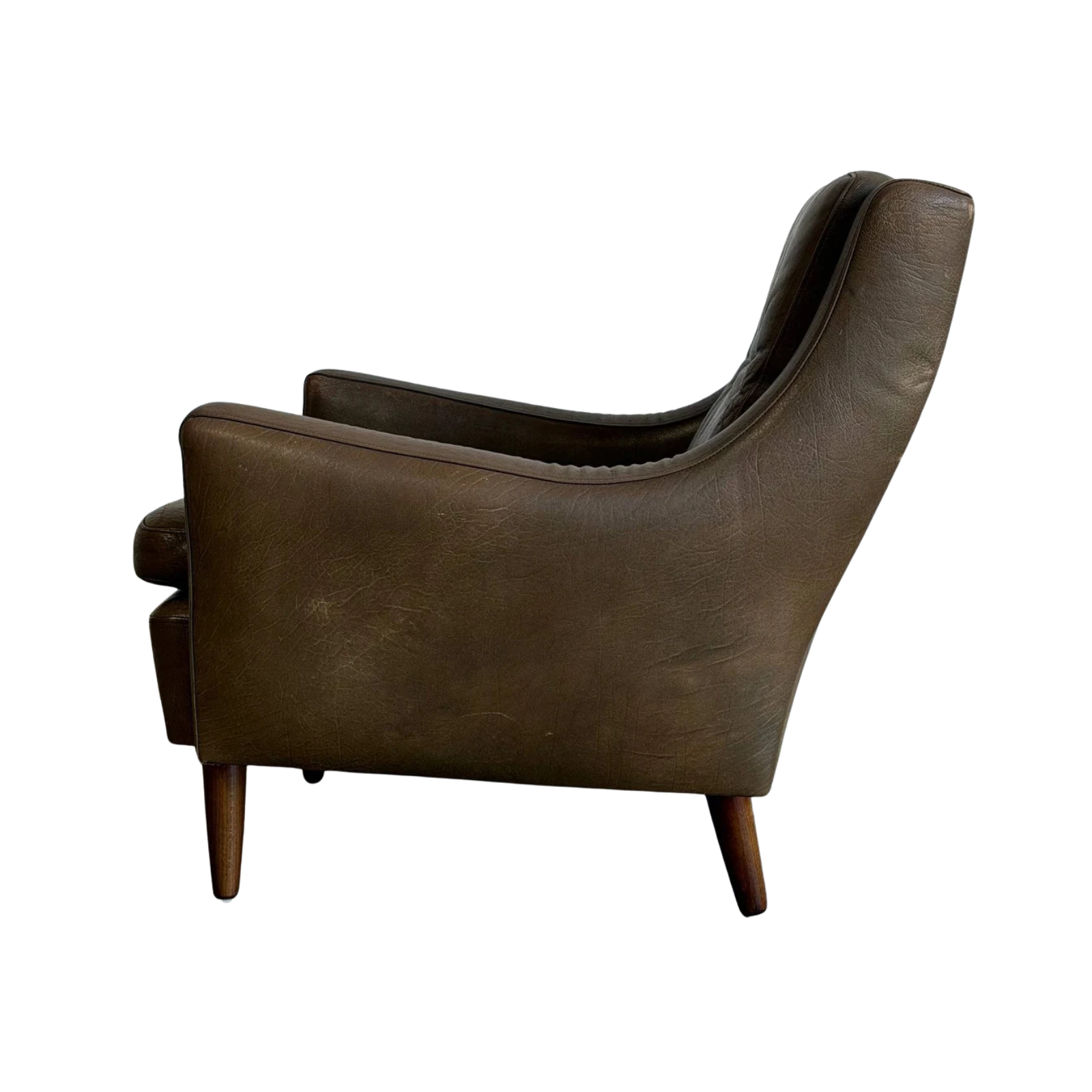 Tufted Leather Lounge Chair Danish Mid-Century Modern Armchair 1960s