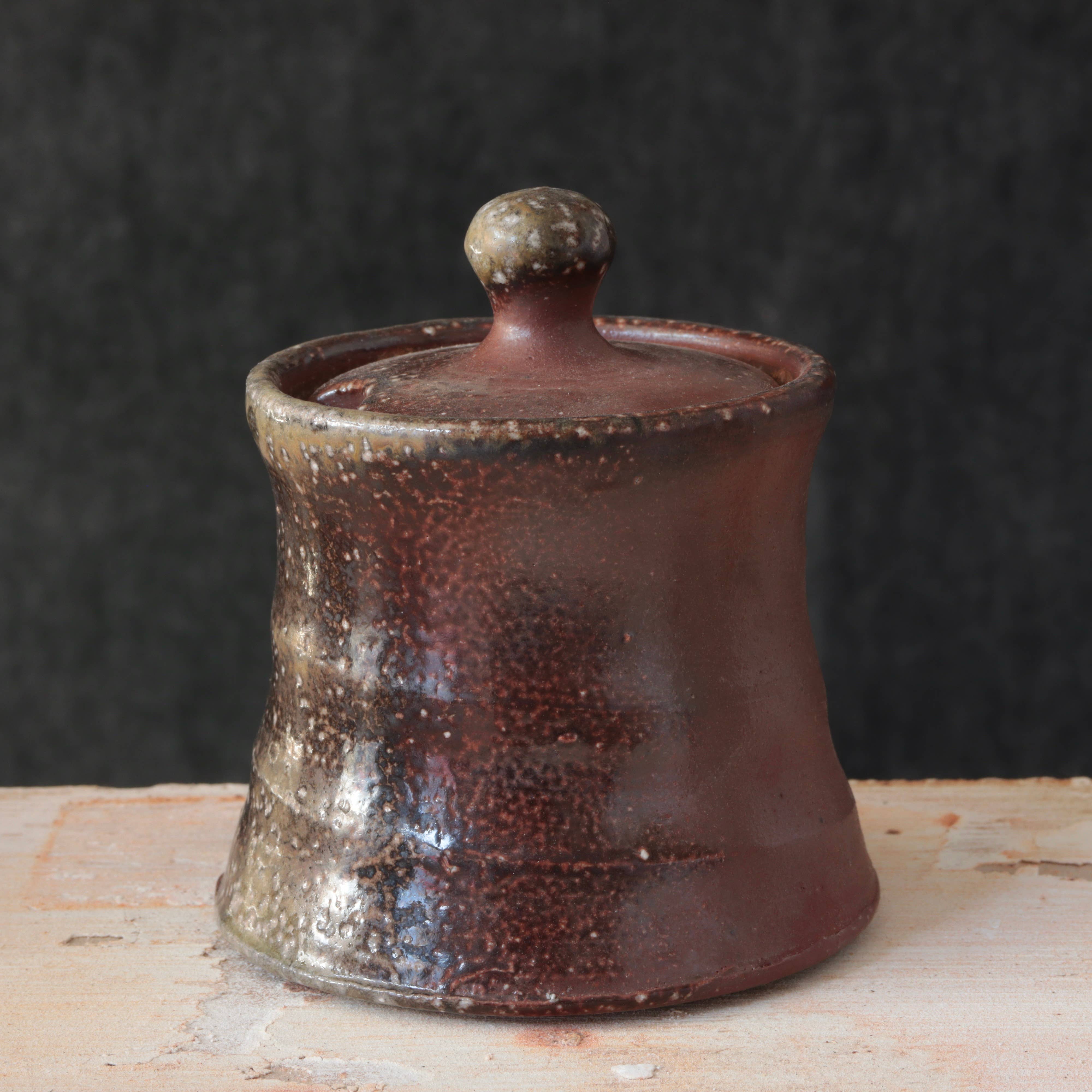 Soda-Fired Sugar Jars Hourglass Shape Dark