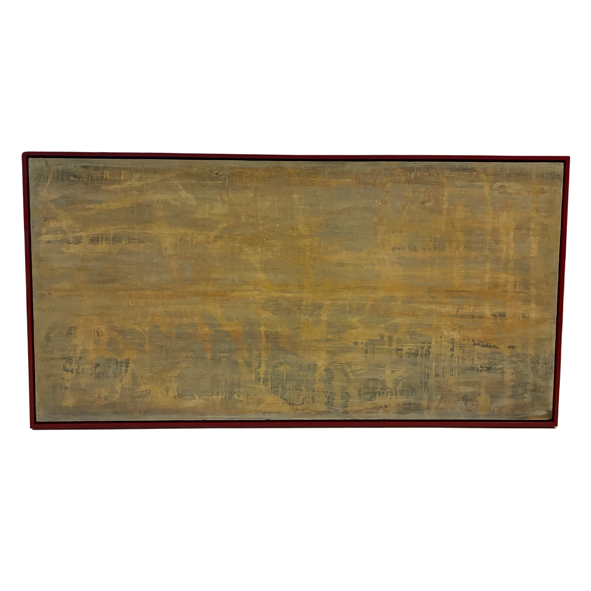 Large Abstract Acrylic Painting by Gavin Mc Groggan – Contemporary Neutral Wall Art in a Custom Red Frame