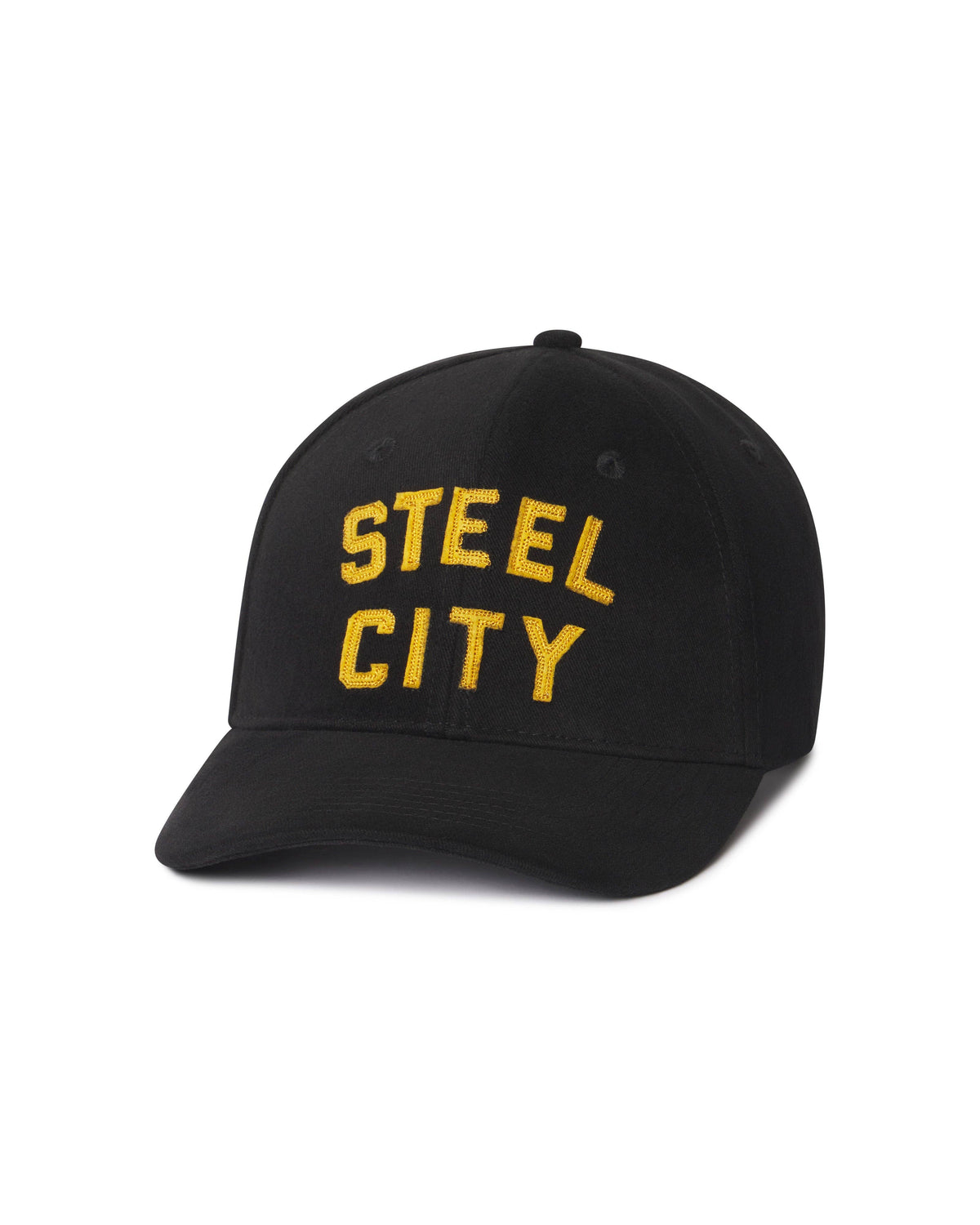 Stitched Logo Strapback Hat: Black