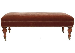 Velvet Upholstered and Wood Bench