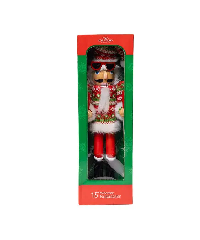15" Wooden Ski Santa Nutcracker