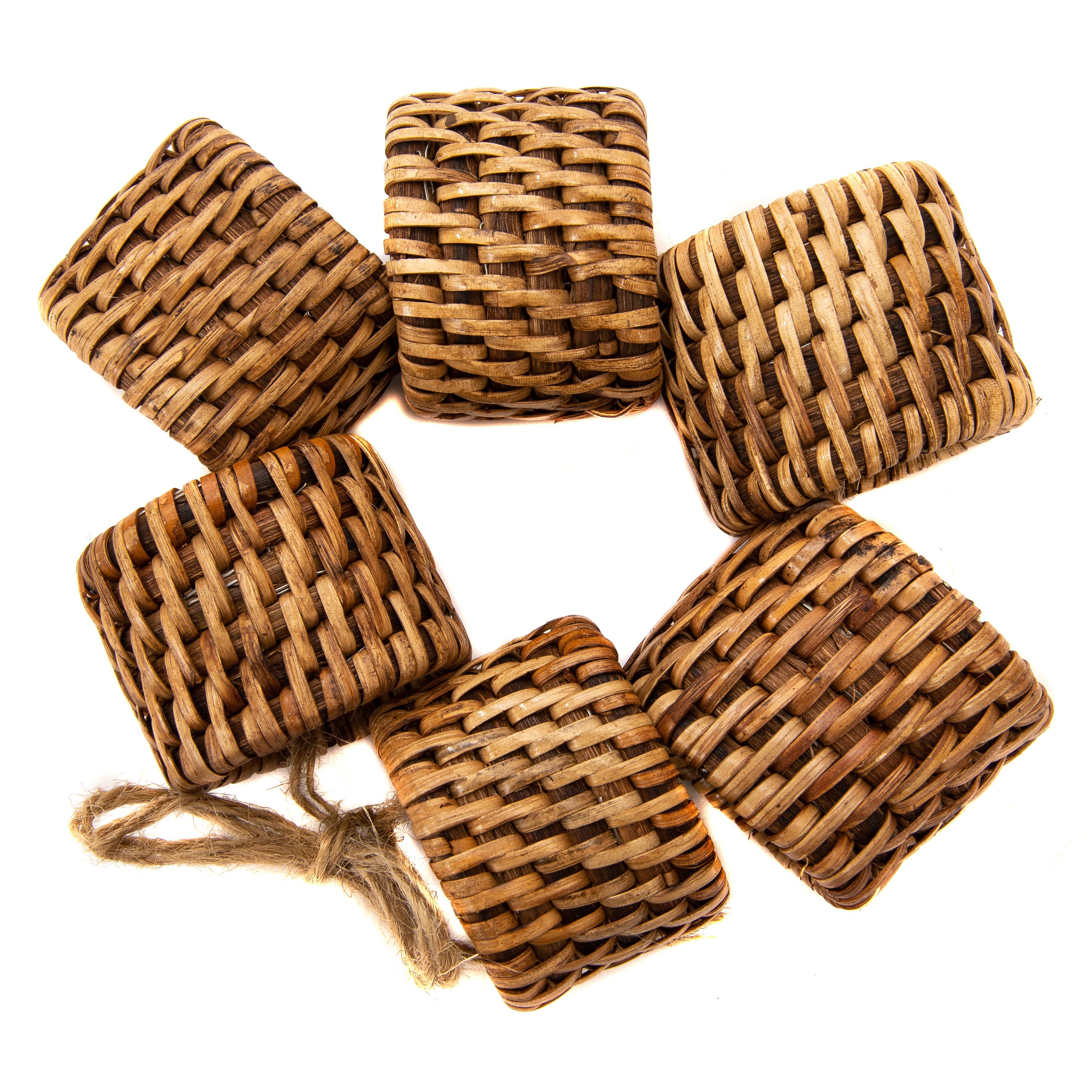 Rattan Oval Napkin Rings 6-piece set: Honey Brown