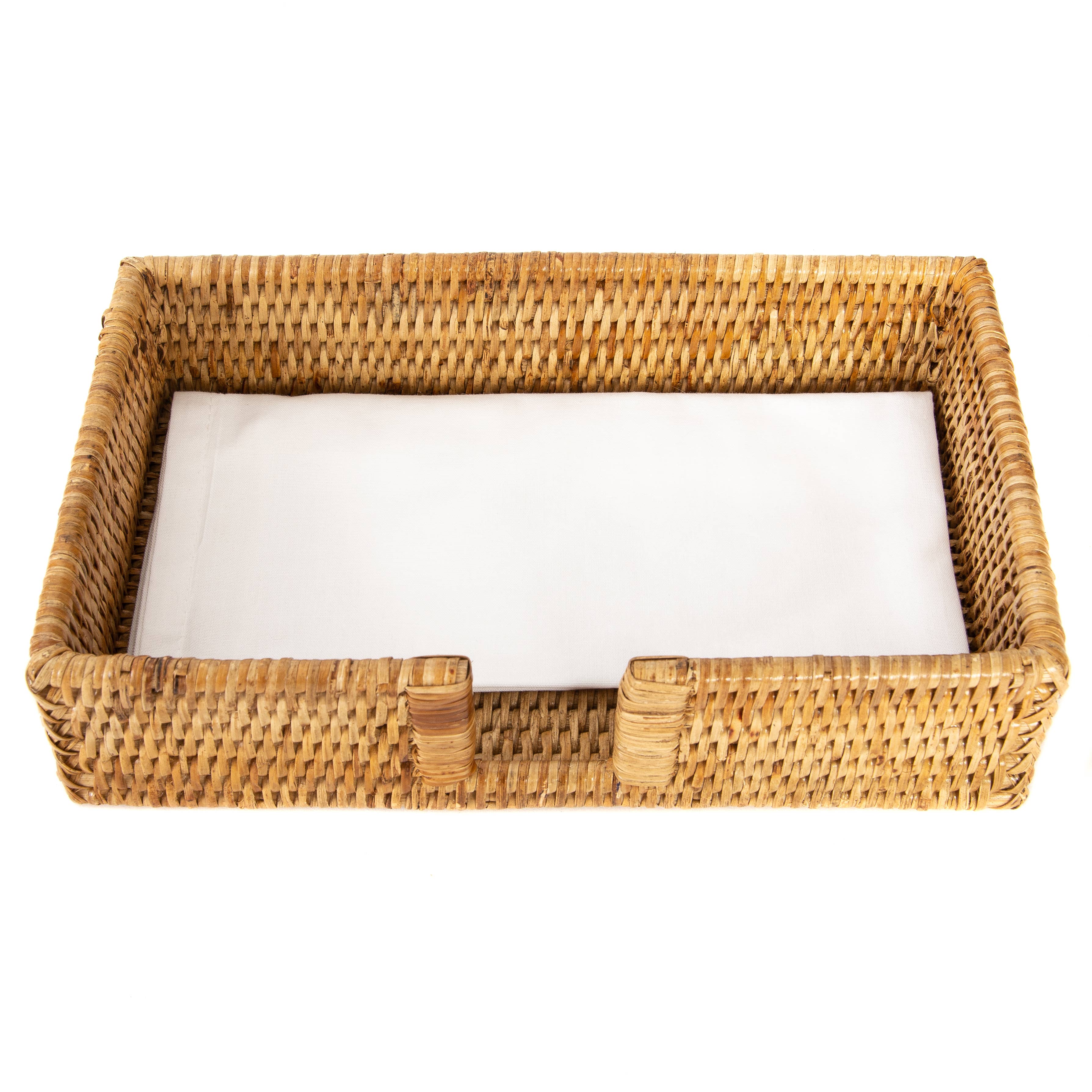 Rattan Guest Towel/Napkin Holder with Cutout: Honey Brown