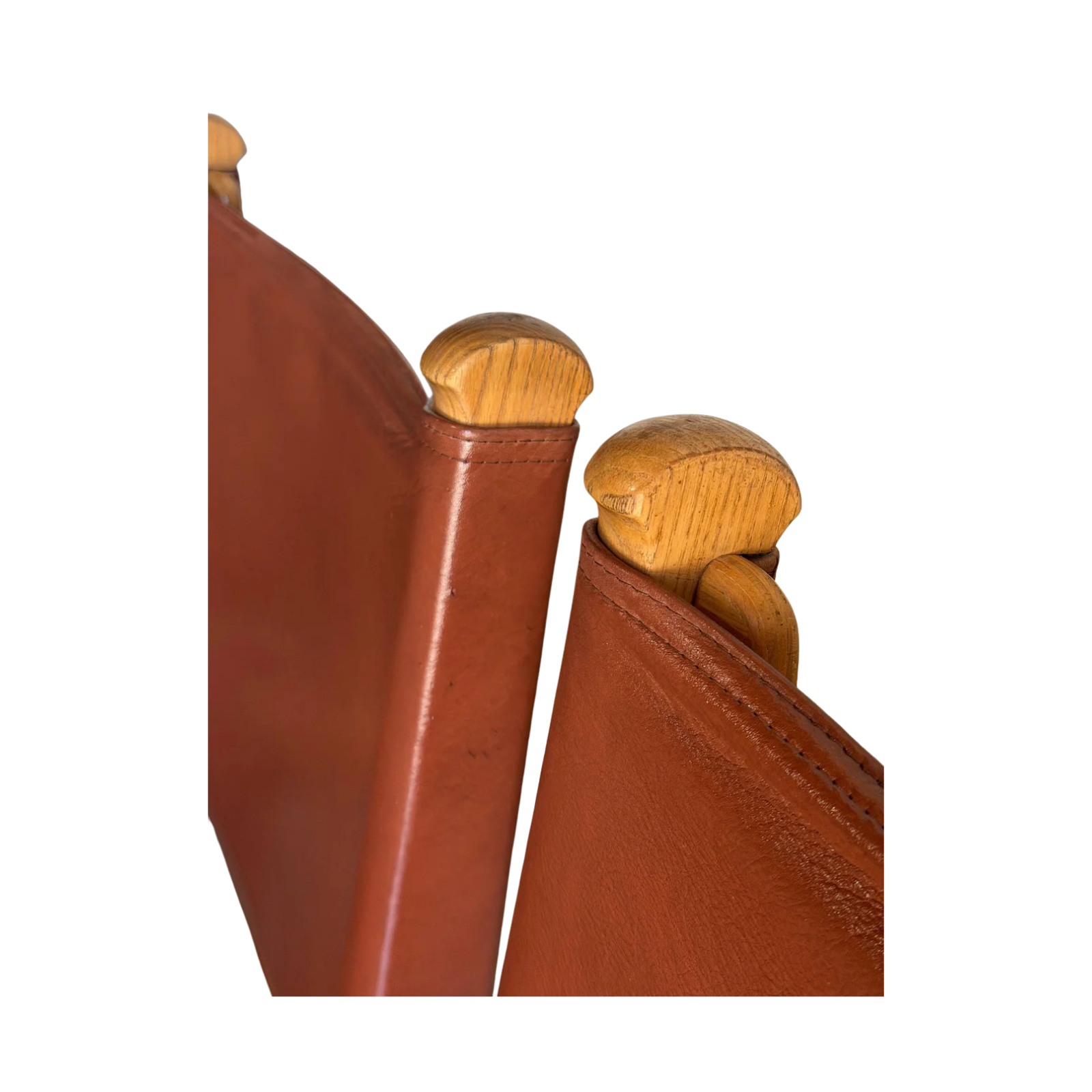 Saddle Brown Leather Dining Chairs Set of 4 Mid-Century Modern 1970s