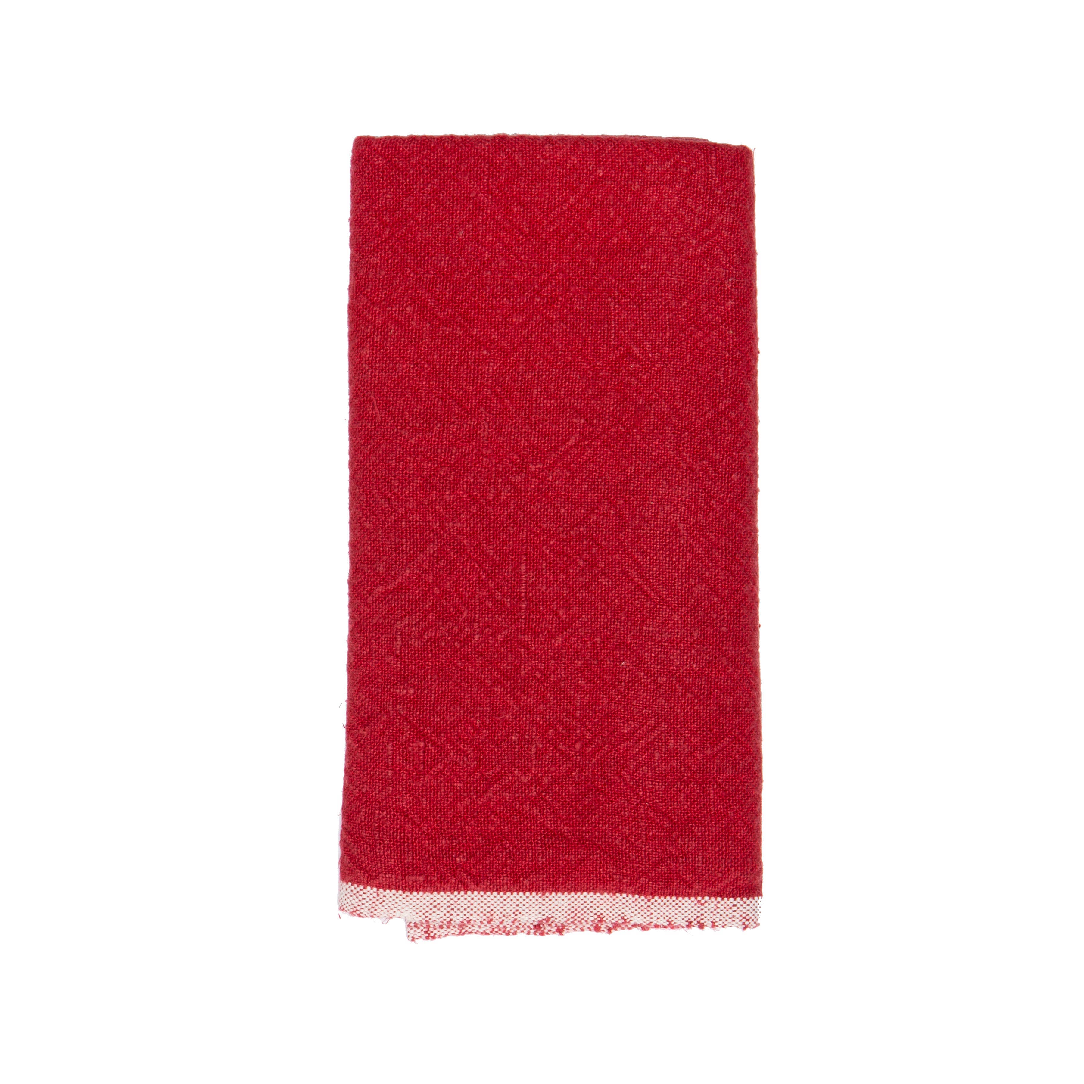Chunky Linen Red Towels 20x30