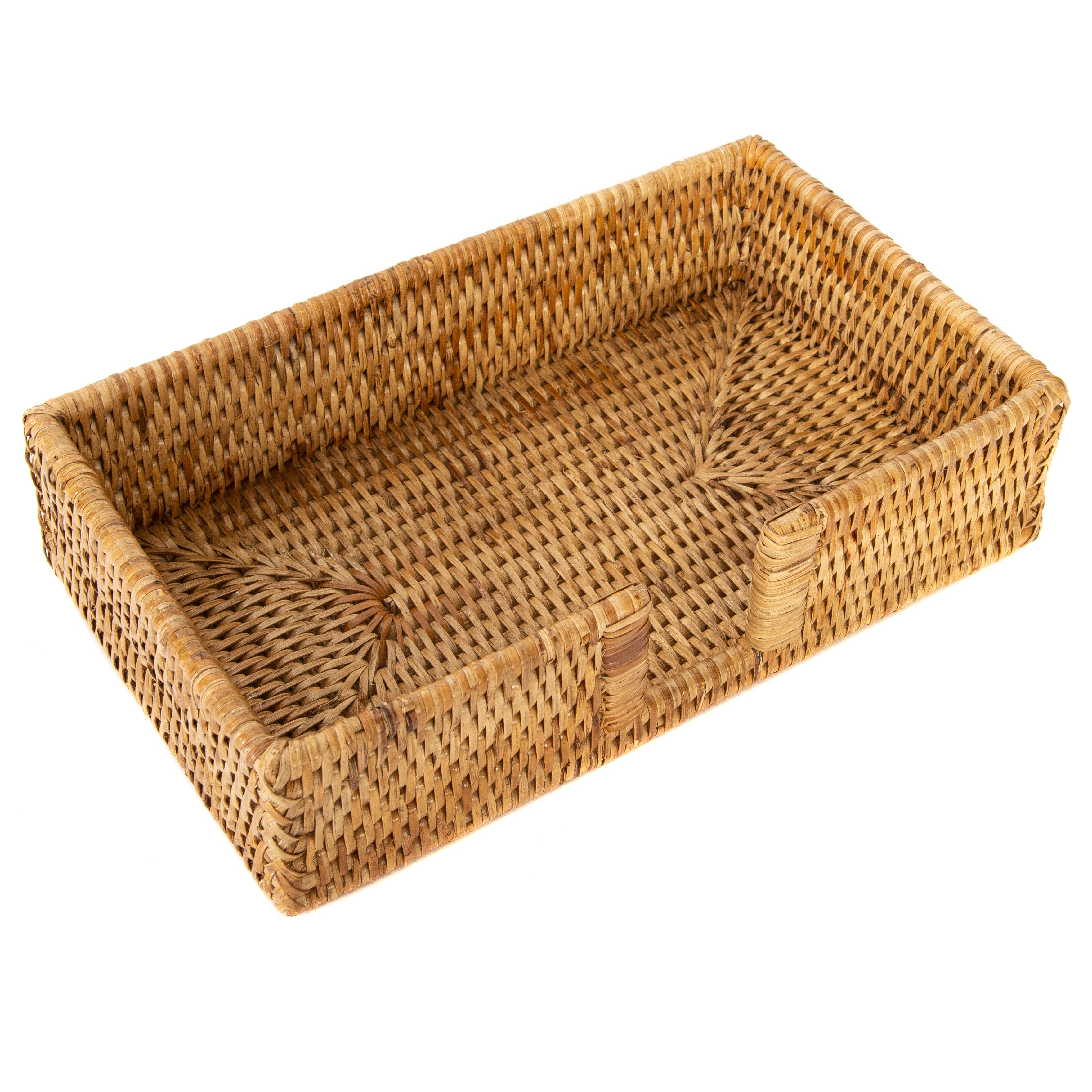 Rattan Guest Towel/Napkin Holder with Cutout: Honey Brown