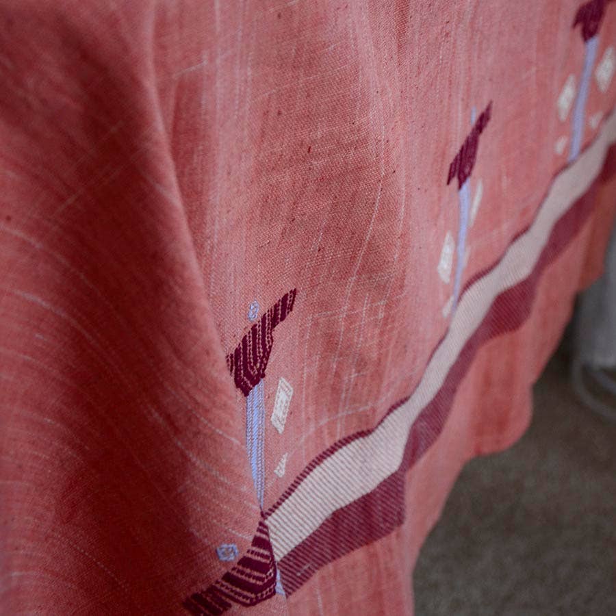 Pink Handwoven Organic Cotton Tablecloth | Indian Summer: 56"x108"