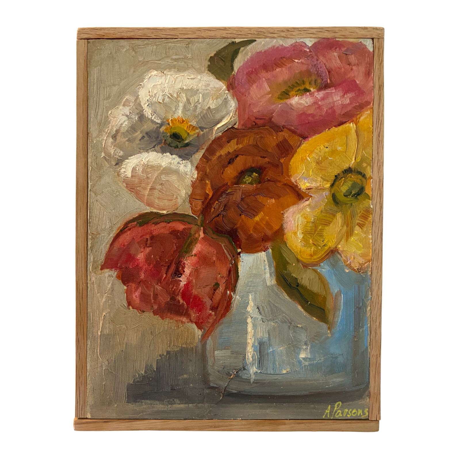 Alison Parsons, Floral Blue Vase 6.5” x 8.5”