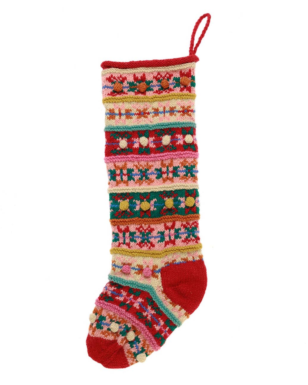 Fair Isle Stocking: Red/Natural