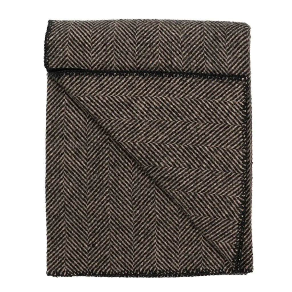 Highland Tweeds Wool BIG Throw ~ Black Herringbone ~