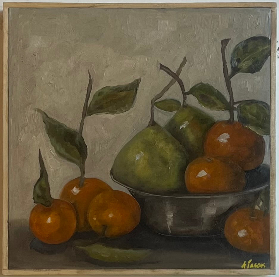 Alison Parsons, Pears and Oranges 12.5” x 12.5”