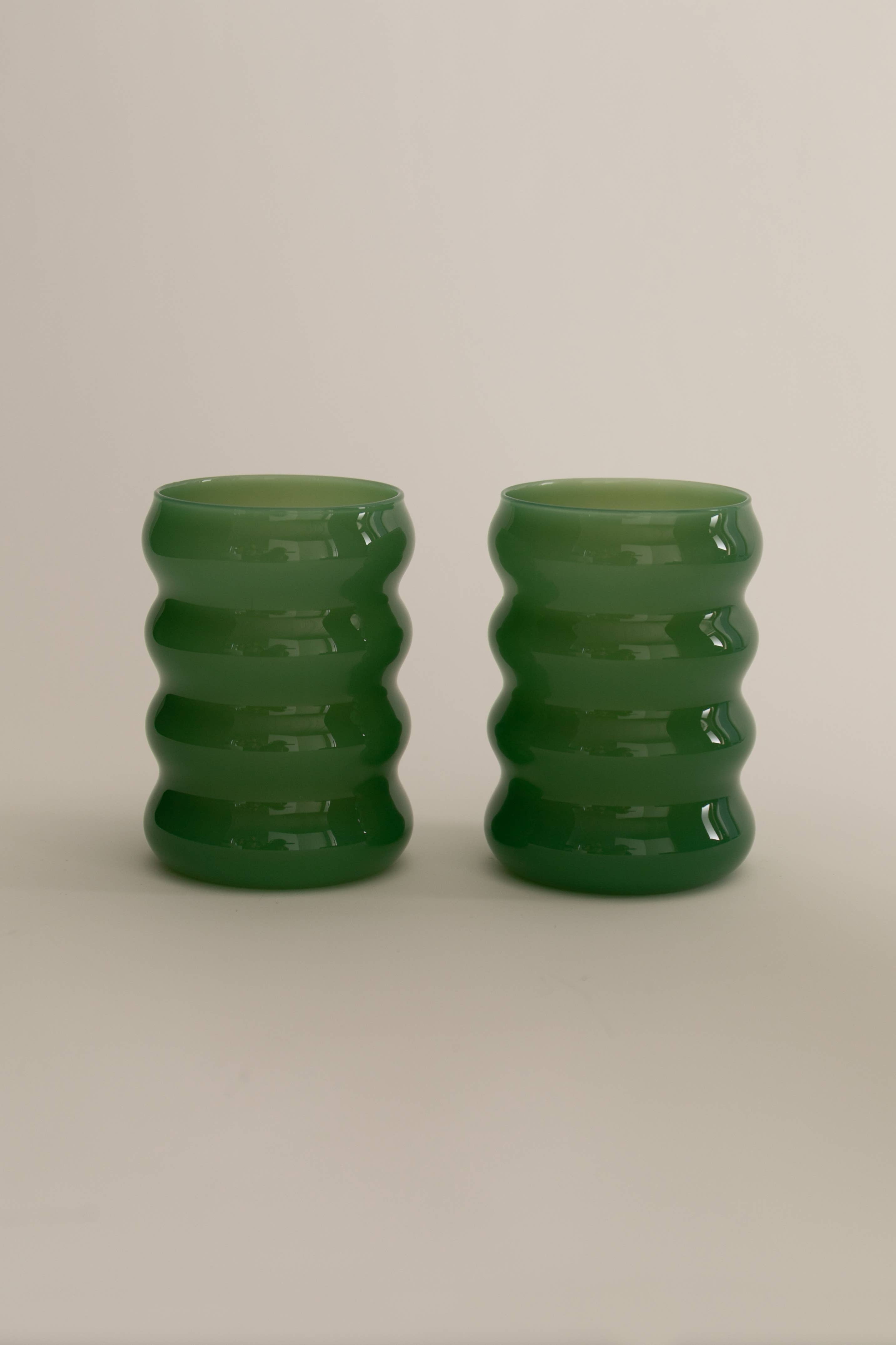 Opaque Ripple Cup, Set of 4, Jade