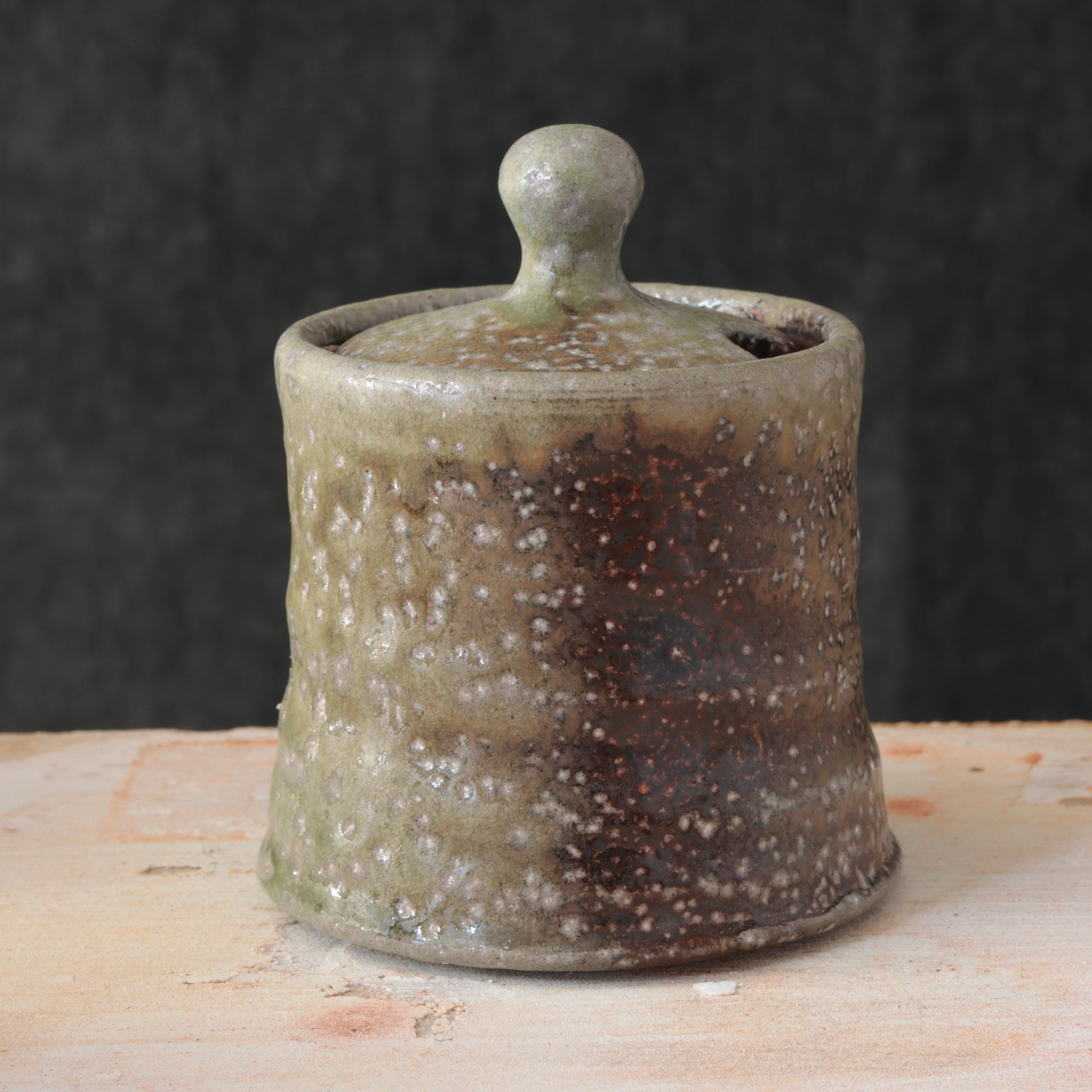 Soda-Fired Sugar Jars Hourglass Shape Dark