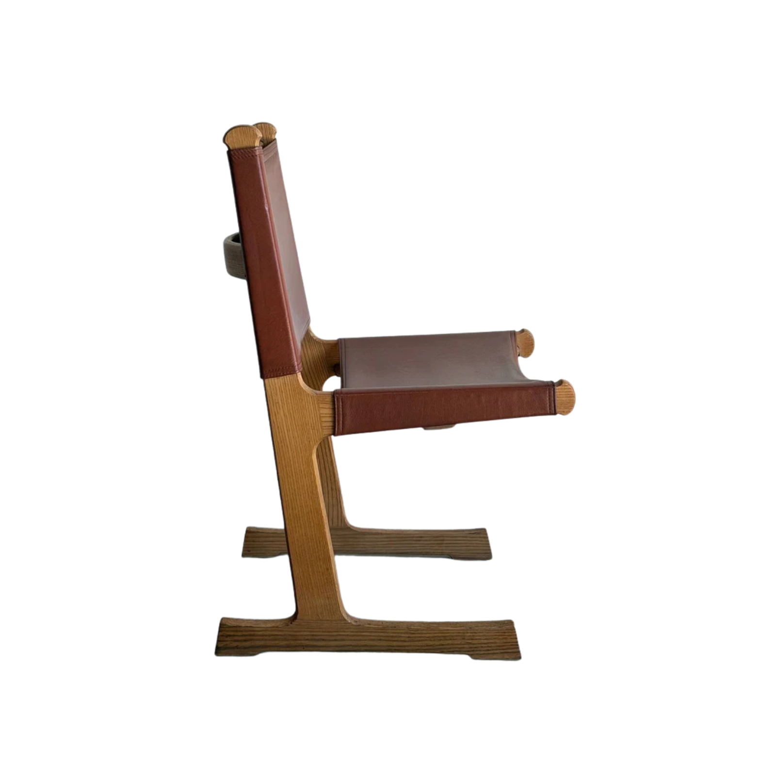 Saddle Brown Leather Dining Chairs Set of 4 Mid-Century Modern 1970s
