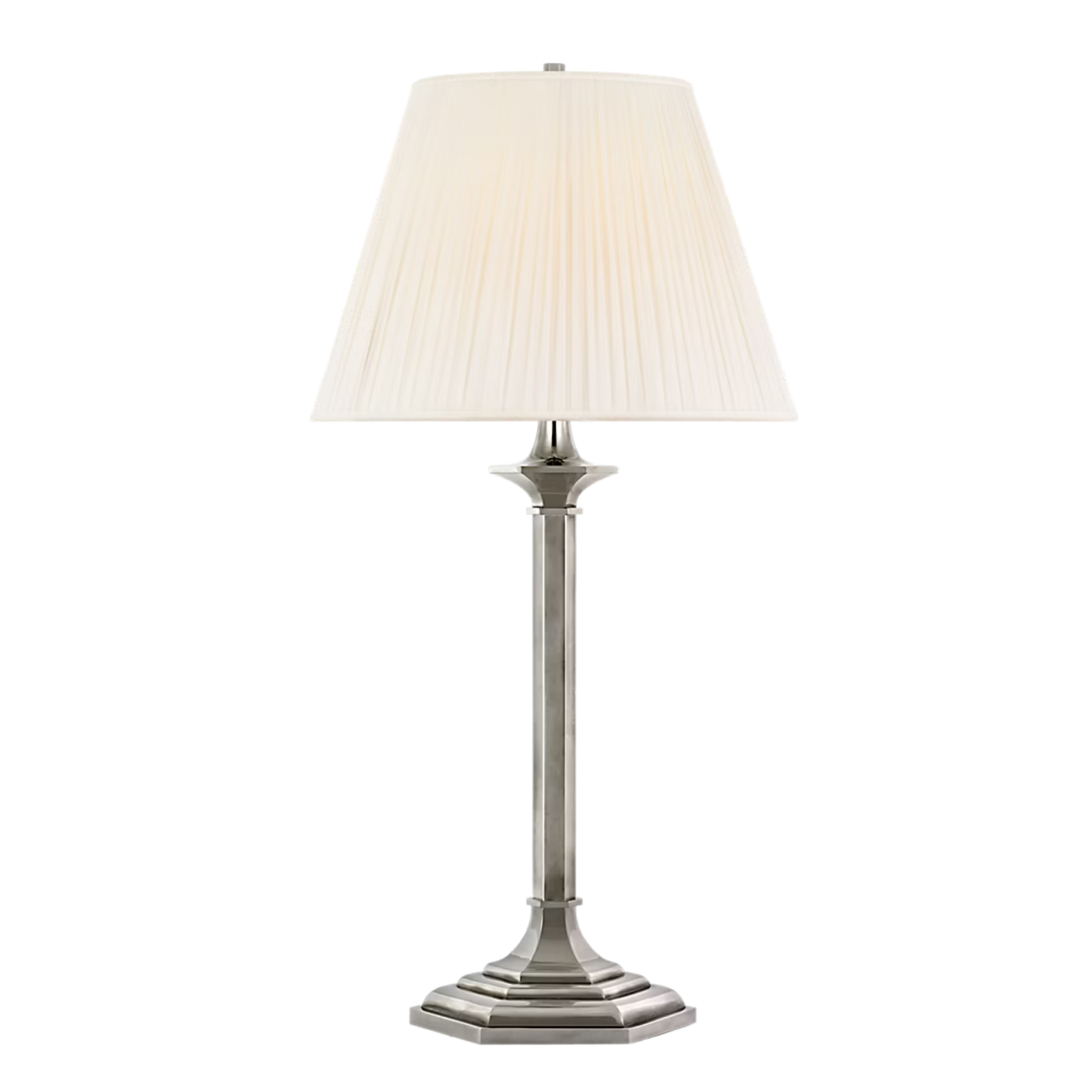Ralph Lauren 27” Table Lamp in Butler Silver with Pleated Silk Shade