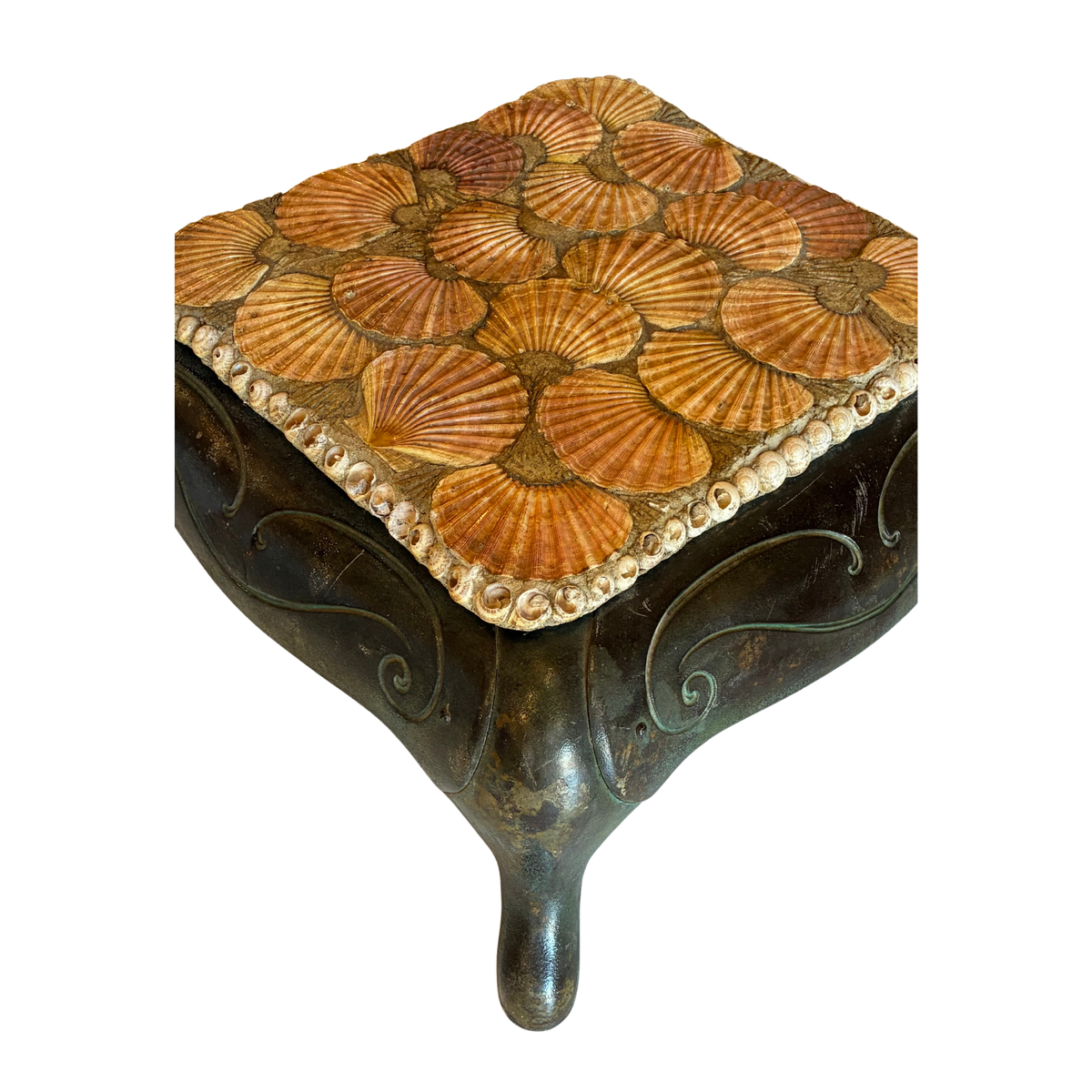 1960s Vintage Low Shell Table with Brass Base