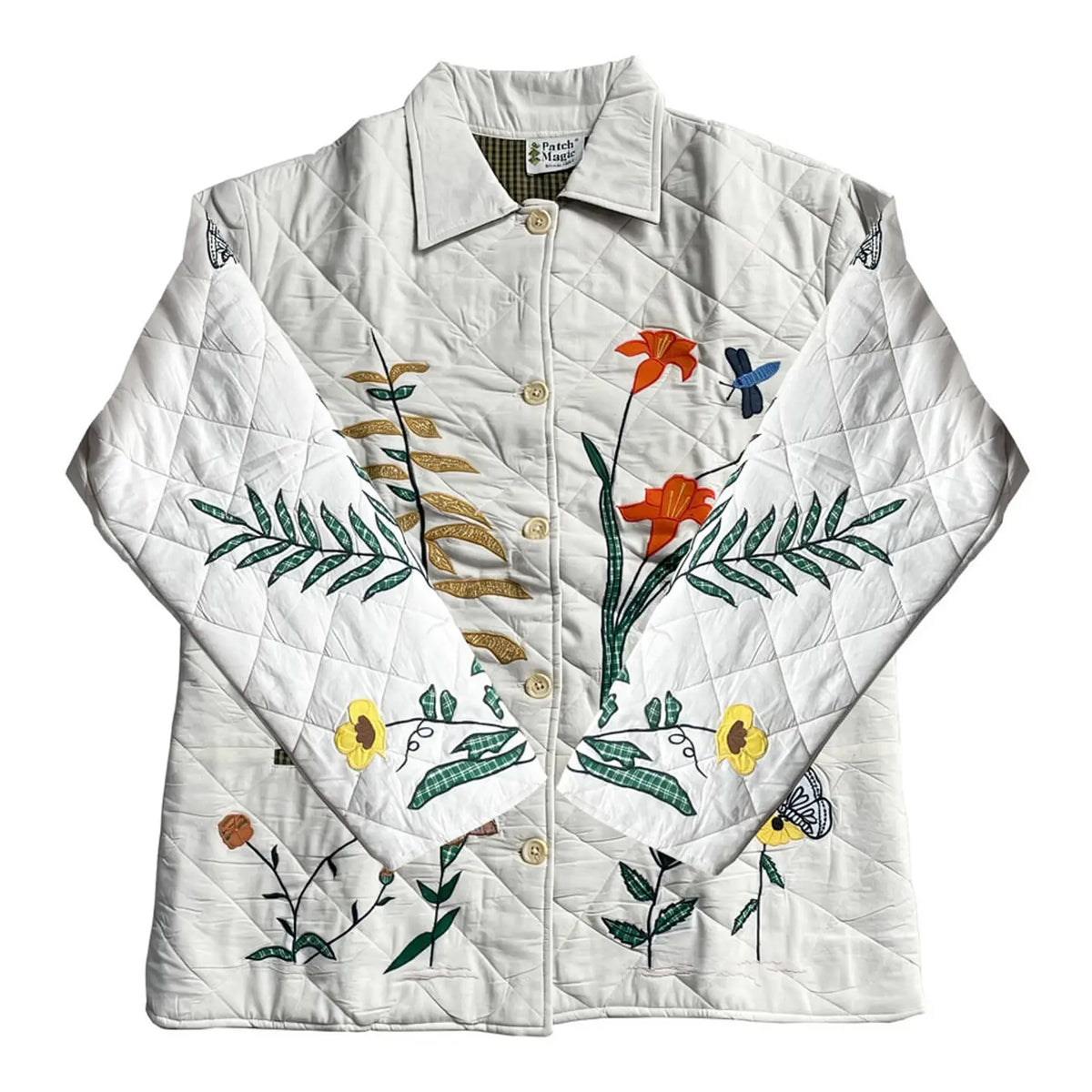 Wild Flower Themed Cotton Jacket | Soft Cotton Filled, Rever: L