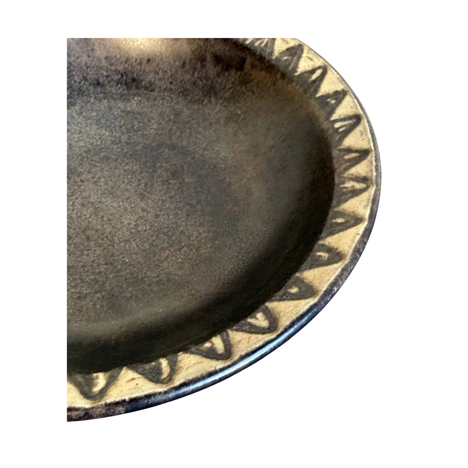 Plate Bowl with White Rim and Carved Pattern Denmark Mid-Century Modern 1960s