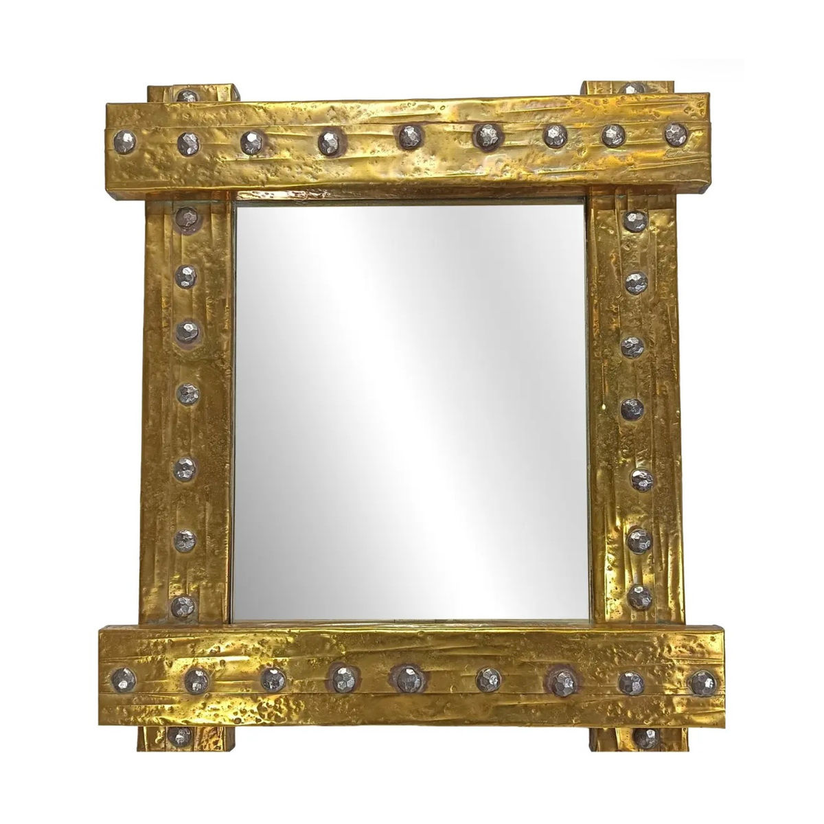 Brutalist Brass Mirror, 1970s
