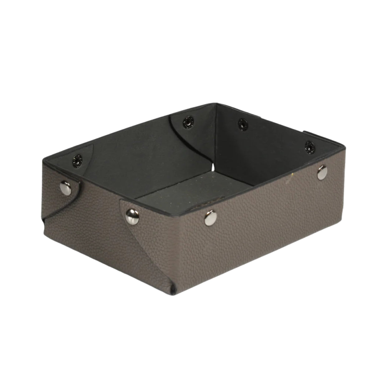 Catch-All Leather Tray: Grey Pebble
