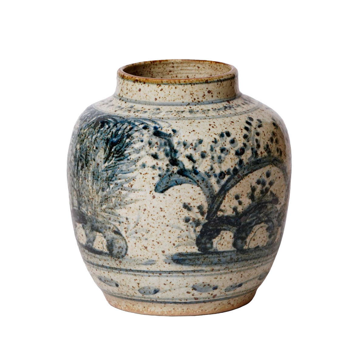 Rustic Porcelain Three Friends Small Round Vase