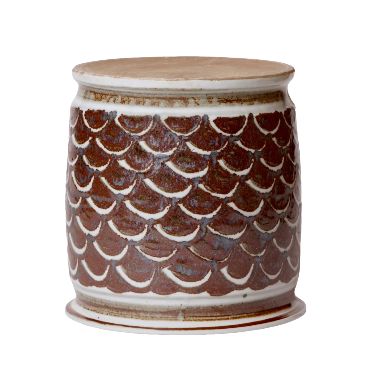 Rustic Copper Glazed Dragon Scale Porcelain Cachepot