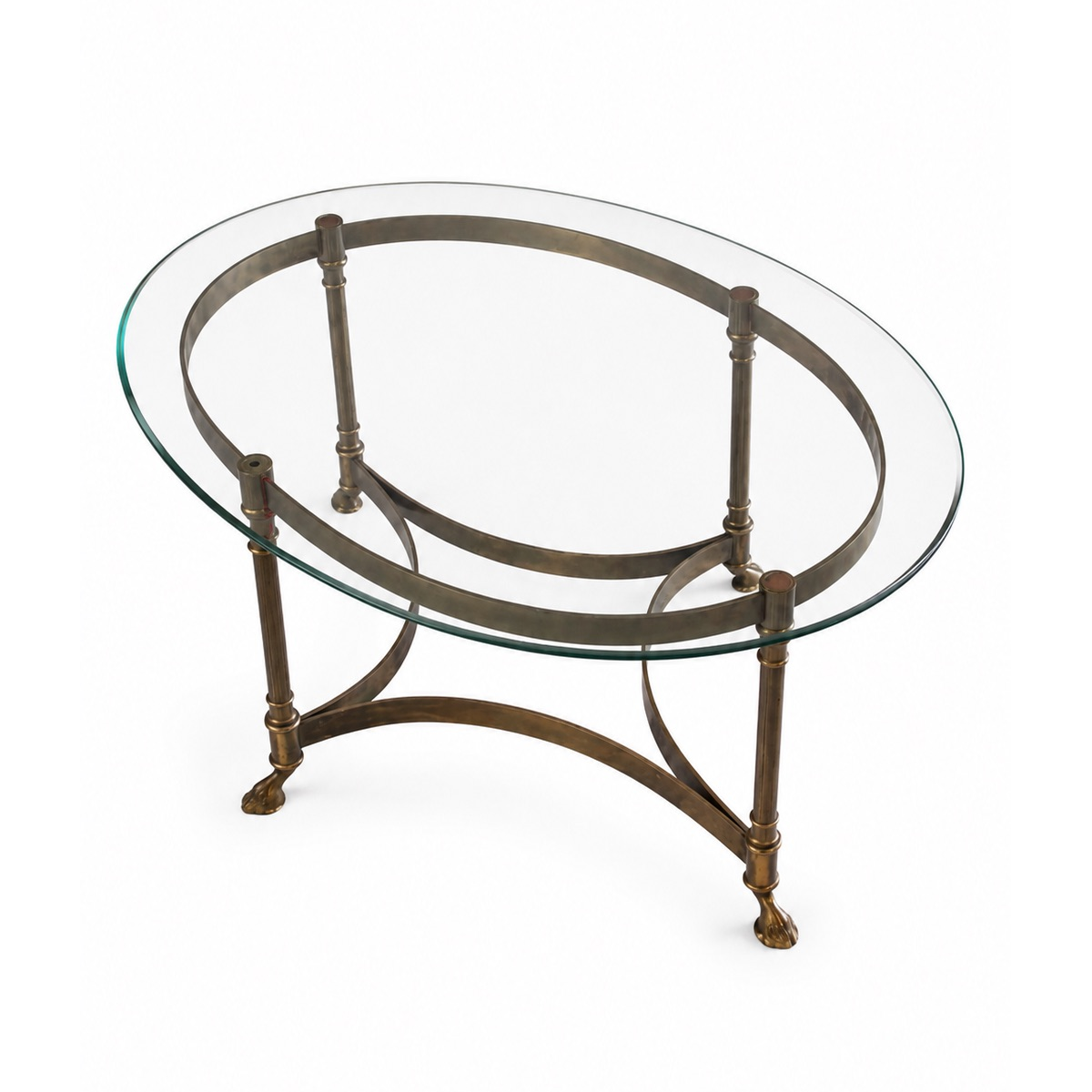 Glass & Brass French Oval Coffee Table