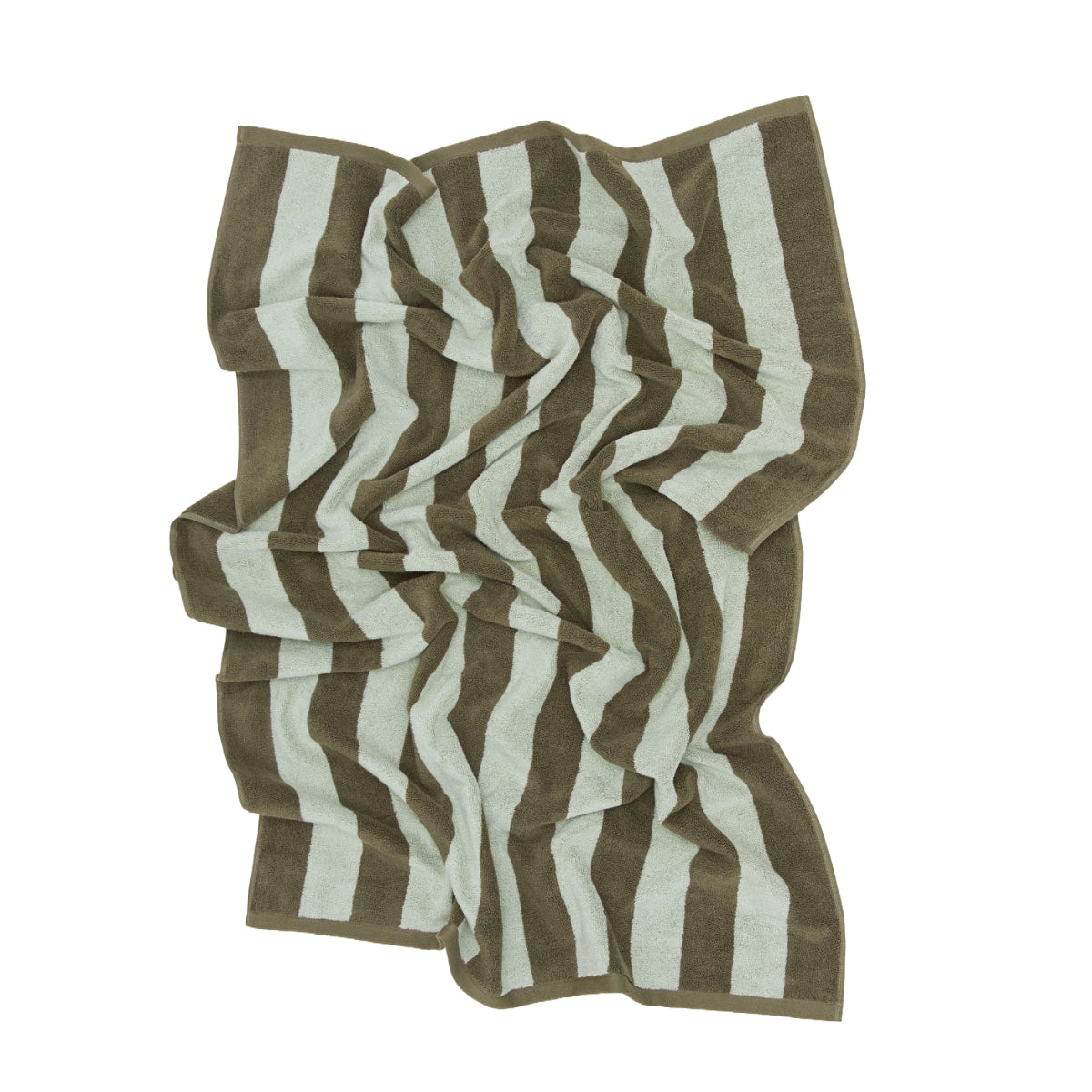 SIMPLE STRIPED TERRY TOWELS - OLIVE/SAGE: SHEET