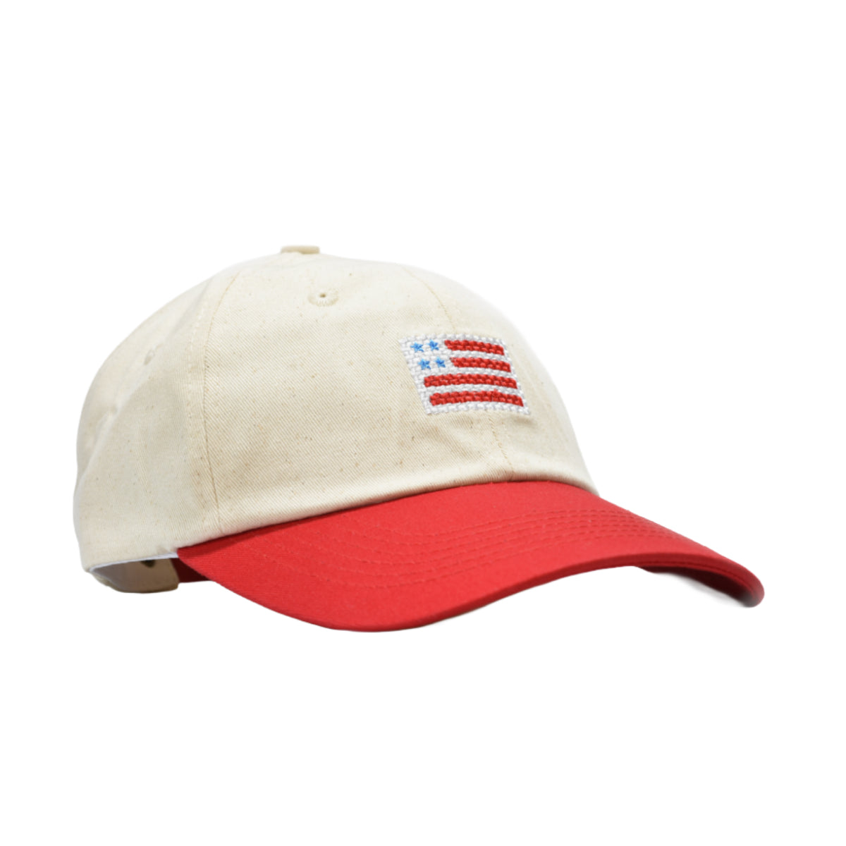 US Flag Needlepoint Hat: Red