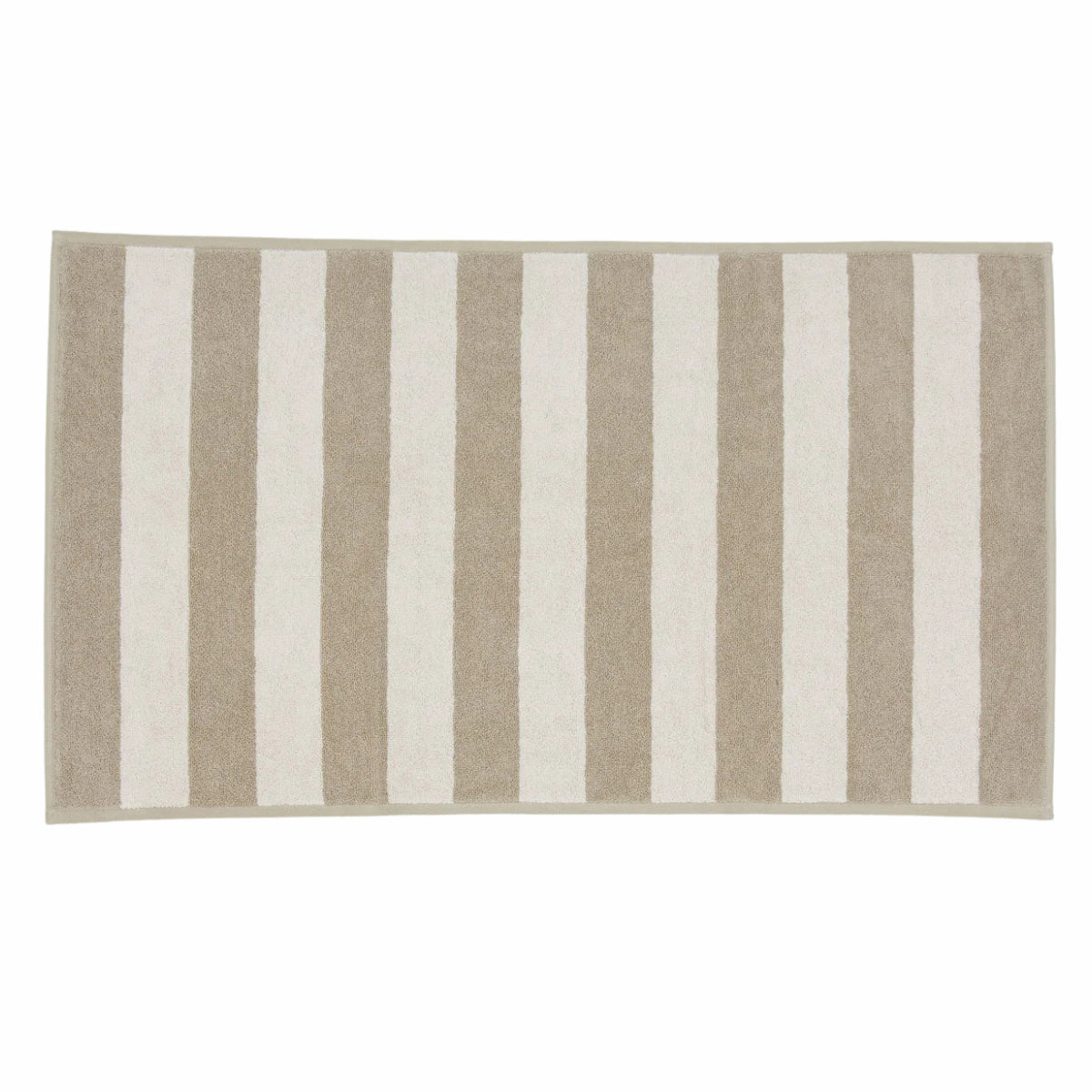 SIMPLE STRIPED TERRY BATH MAT: IVORY/FLAX