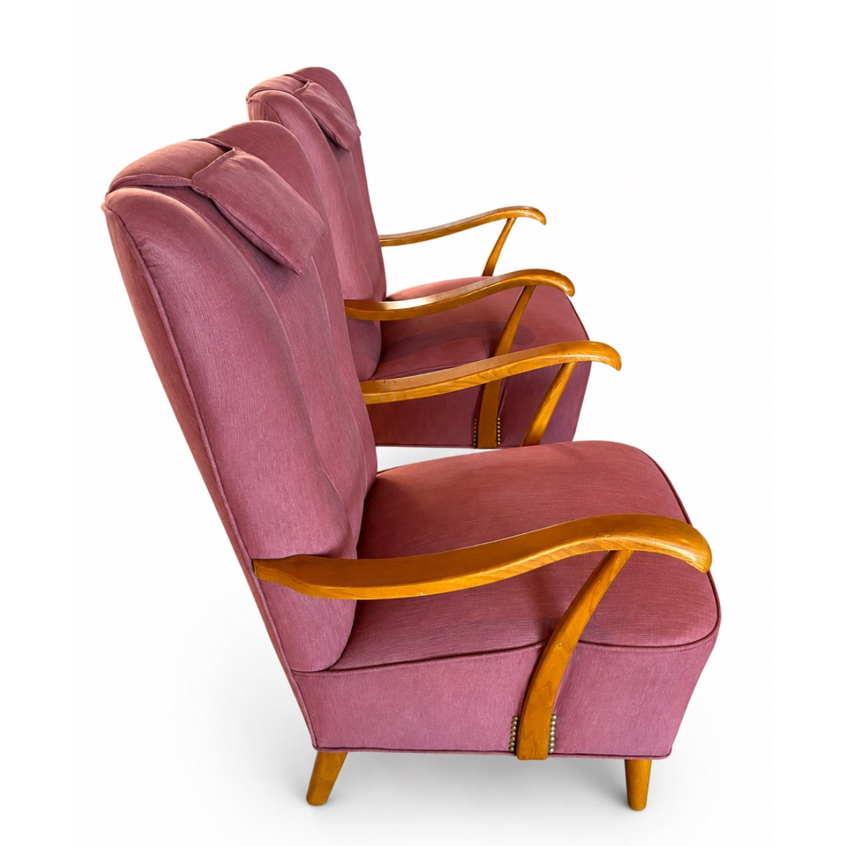 Vintage Danish Reupholstered Armchairs Circa 1880