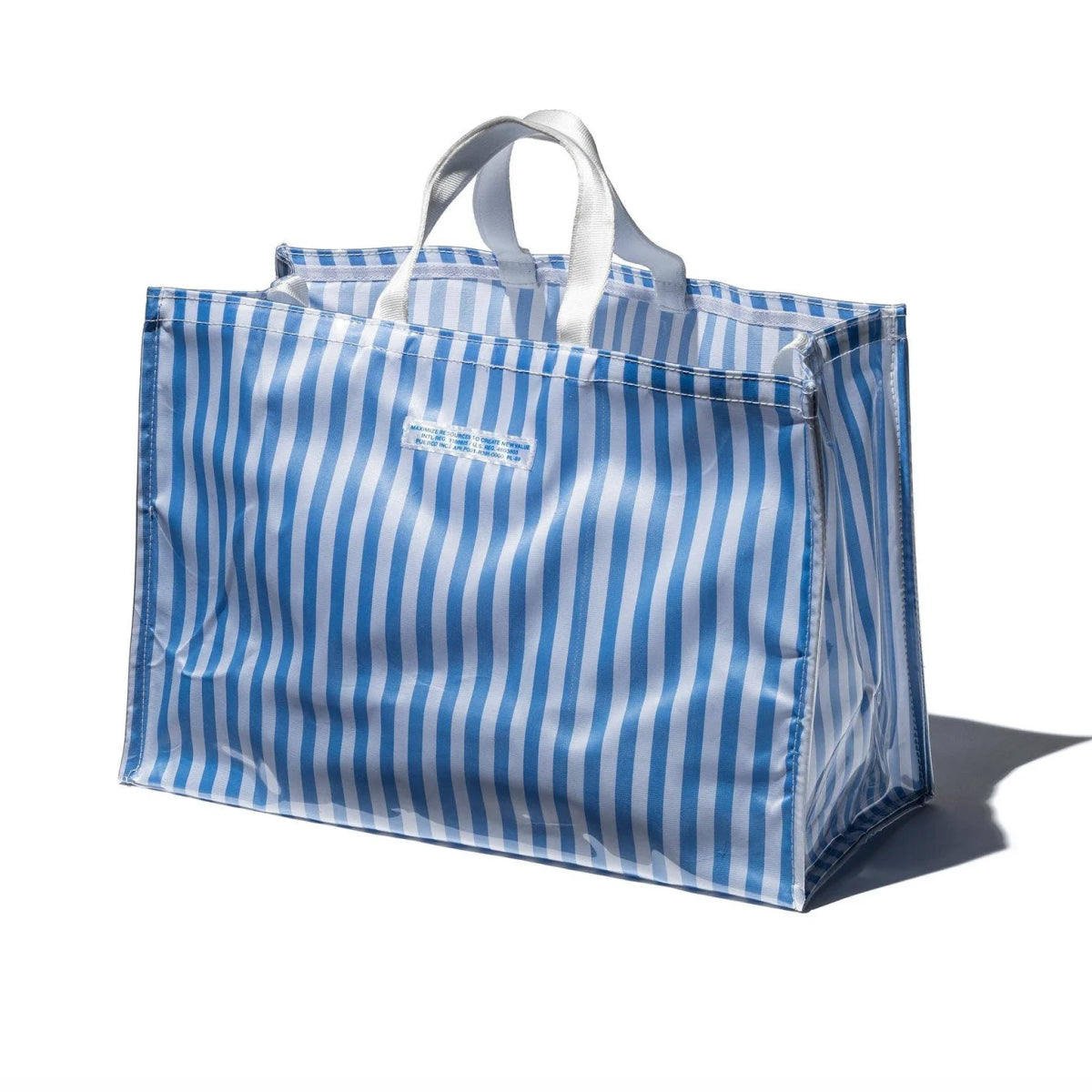 Covered School Tie Fabric Market Bag: Light Blue x White