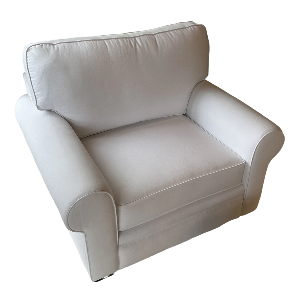 White Denim Upholstered Arm Chair
