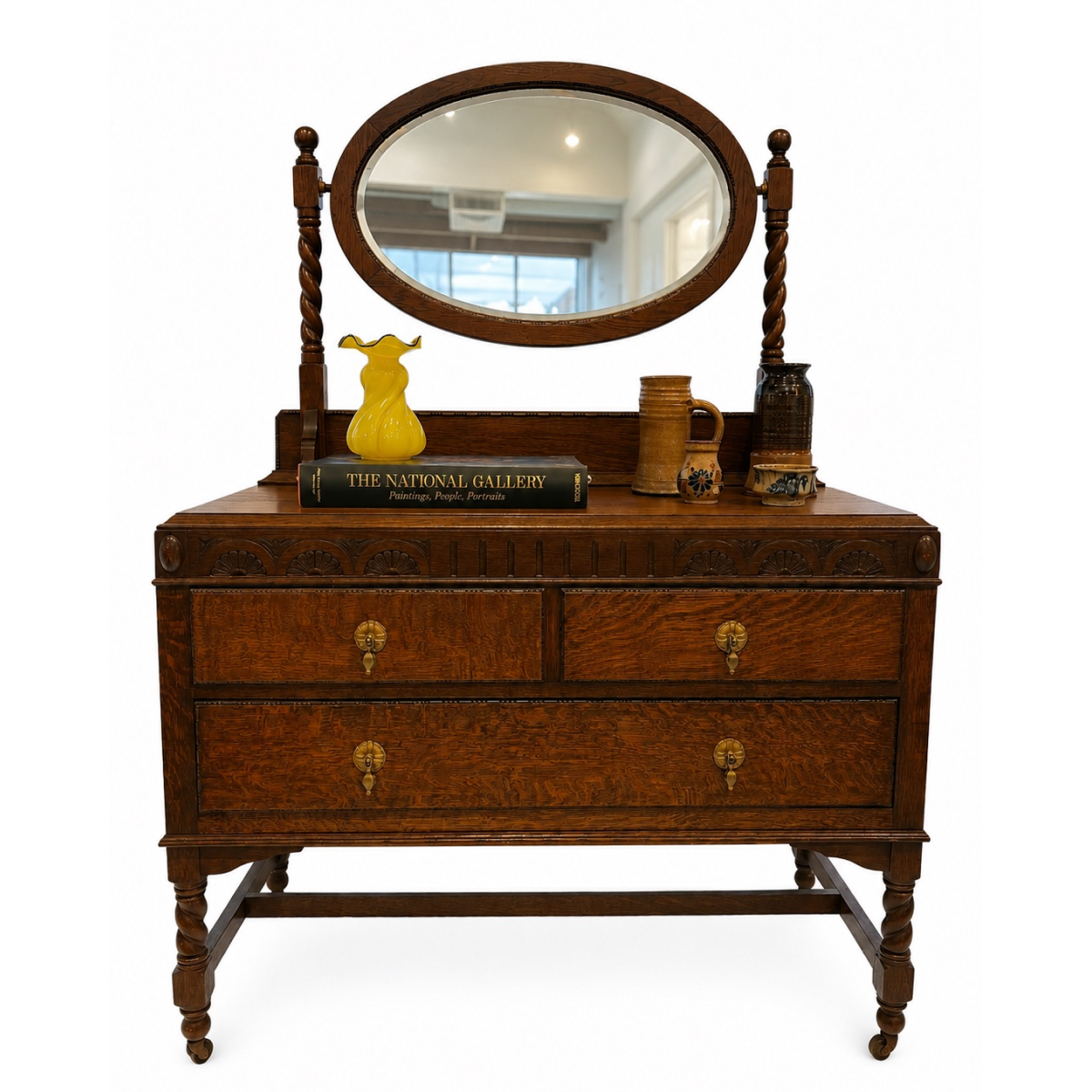 Wooden Vanity Dresser with Mirror