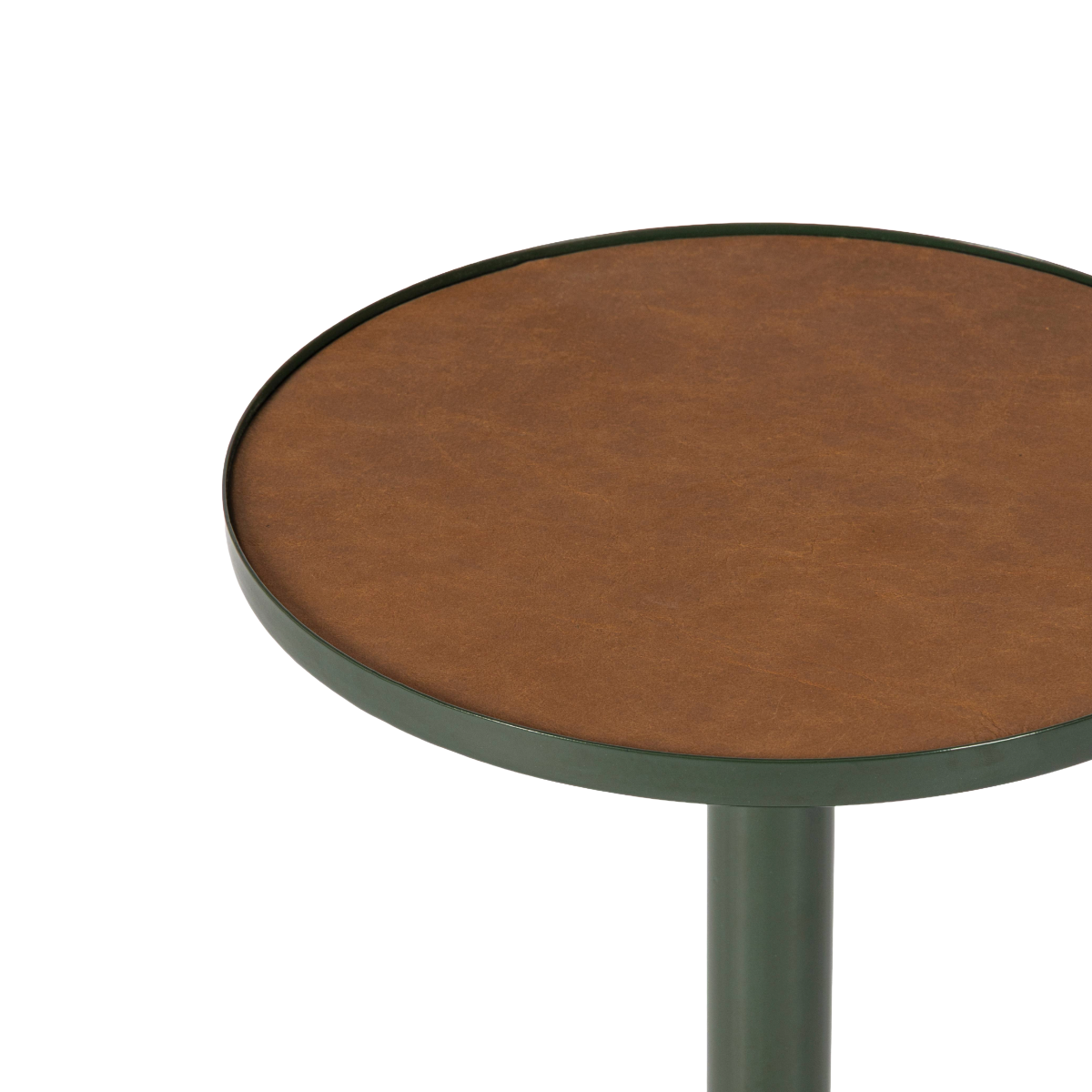 Calder Leather Drink Table: GREEN
